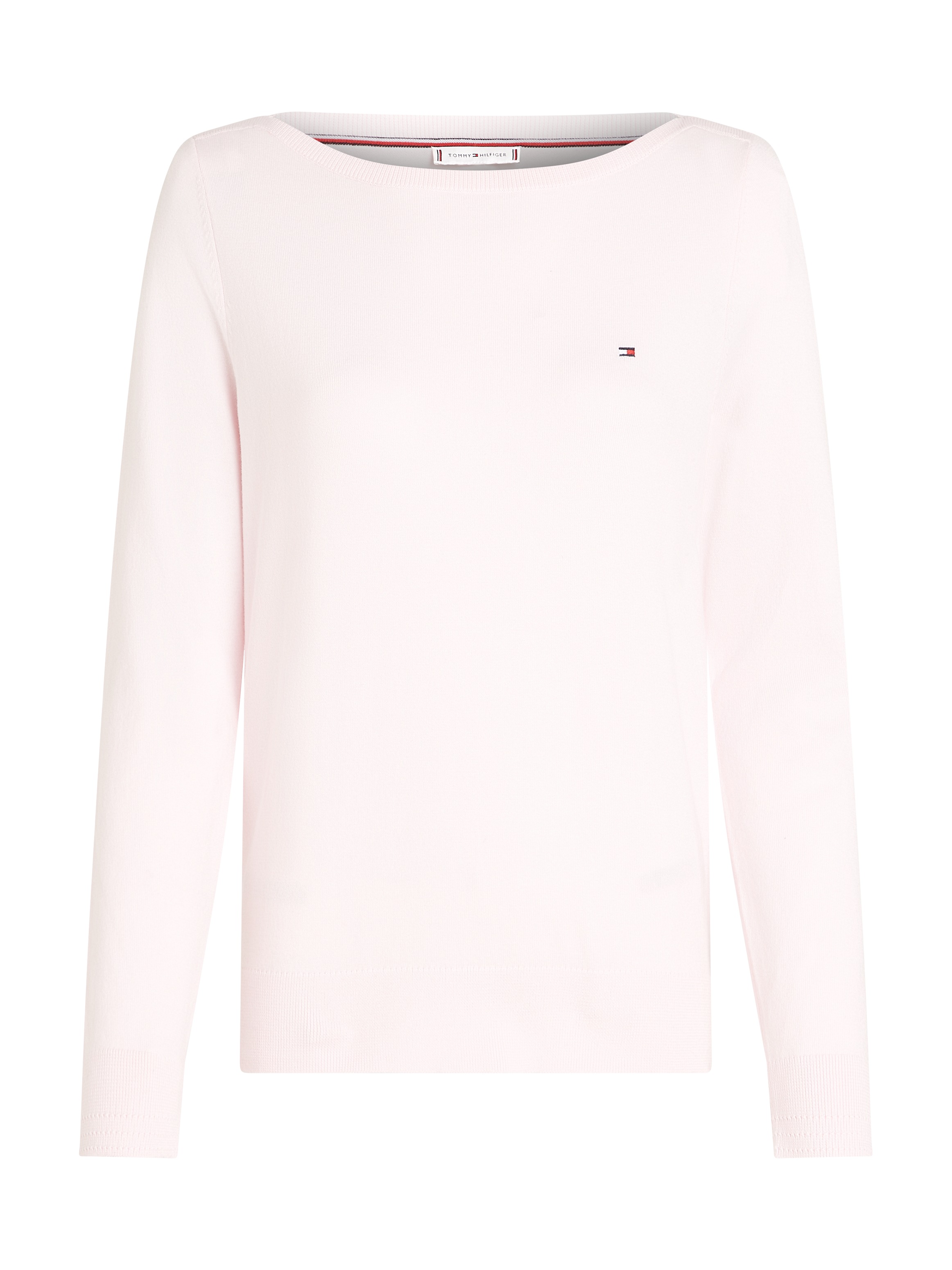 Tommy Hilfiger Strickpullover »CO JERSEY STITCH BOAT-NK SWEATER«, mit Tommy Hilfiger Logo-Flag am Ärmel