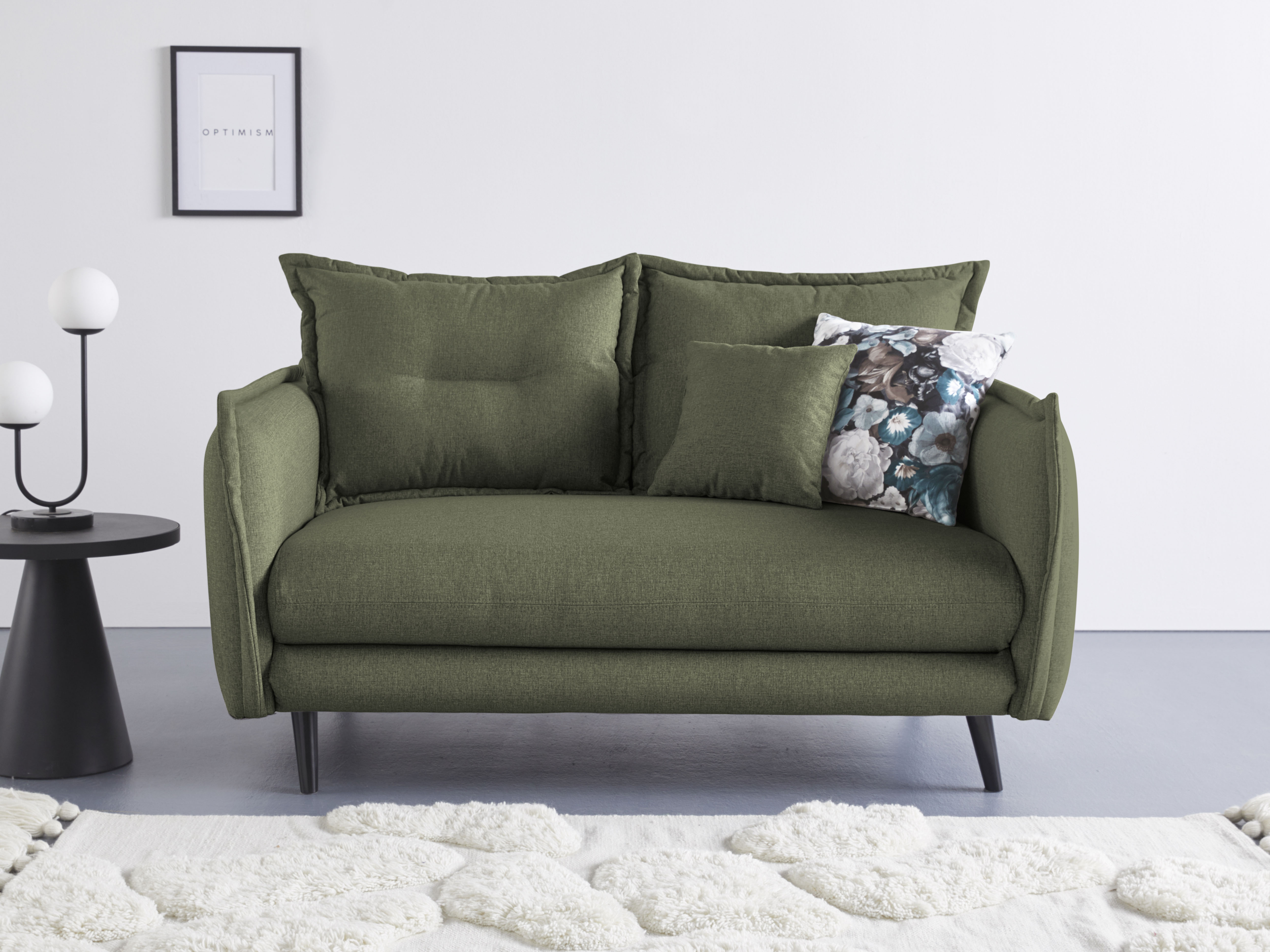 Home affaire 2-Sitzer "Levke, 162 cm breit, modern und bequem" Struktur fein, inkl. Rücken- und Zierkissen