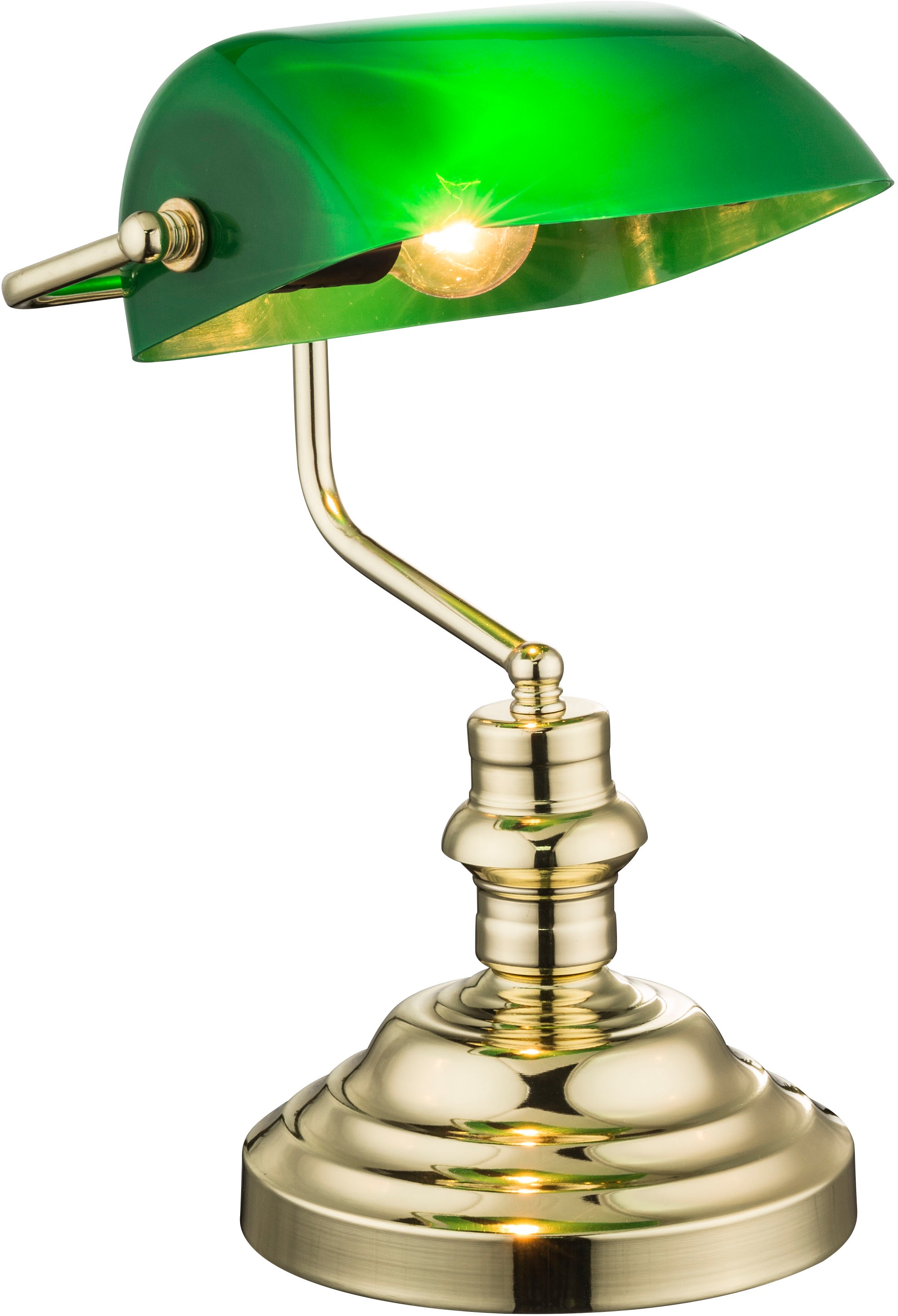 GLOBO LIGHTING Schreibtischlampe »ANTIQUE«, 1 flammig, Leuchtmittel E27 | ohne Leuchtmittel, Klassische Schreibtischleuchte, Antik-look Tischleuchte, Bankerlamp