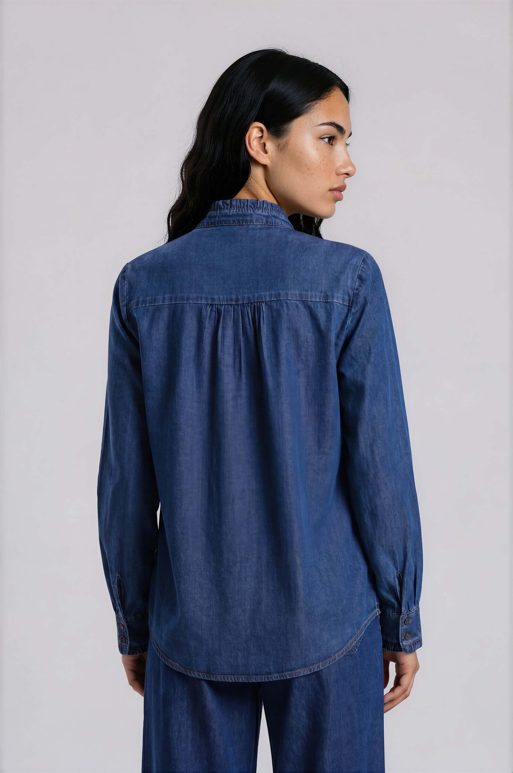 Smith & Soul Jeansbluse mit Rüschen am Ausschnitt