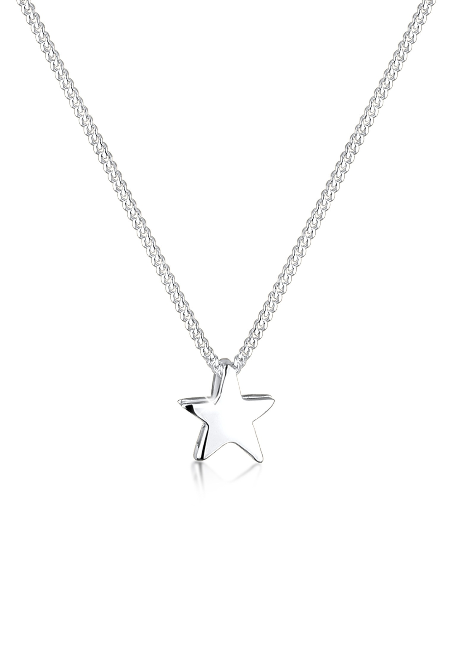 ELLI Damen Kette mit Anhänger "Stern Schlicht Basic 925 Silber", 45, ohne Stein, Silber 925 (Sterlingsilber), L: 45, silber, Silber 925