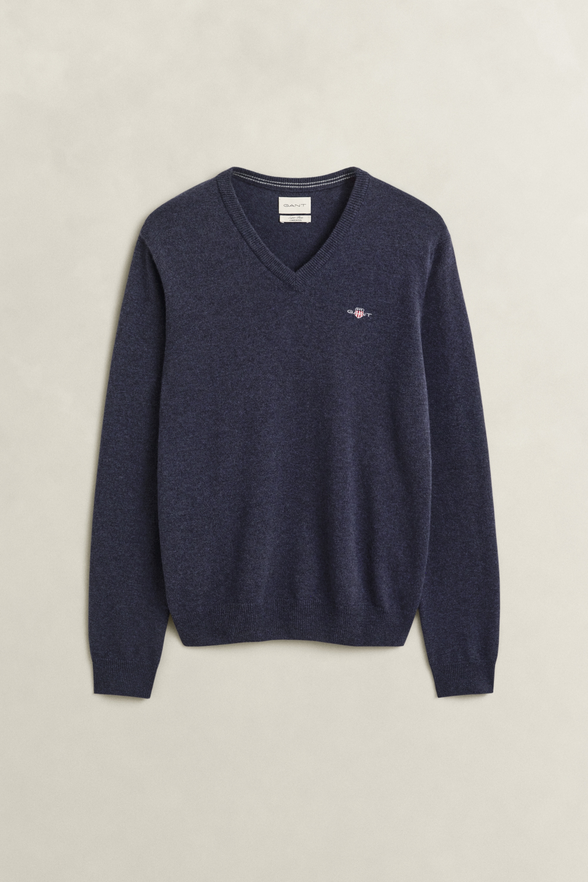 Gant V-Ausschnitt-Pullover "SUPERFINE LAMBSWOOL V-NECK" regular fit, gerippte Abschlüsse