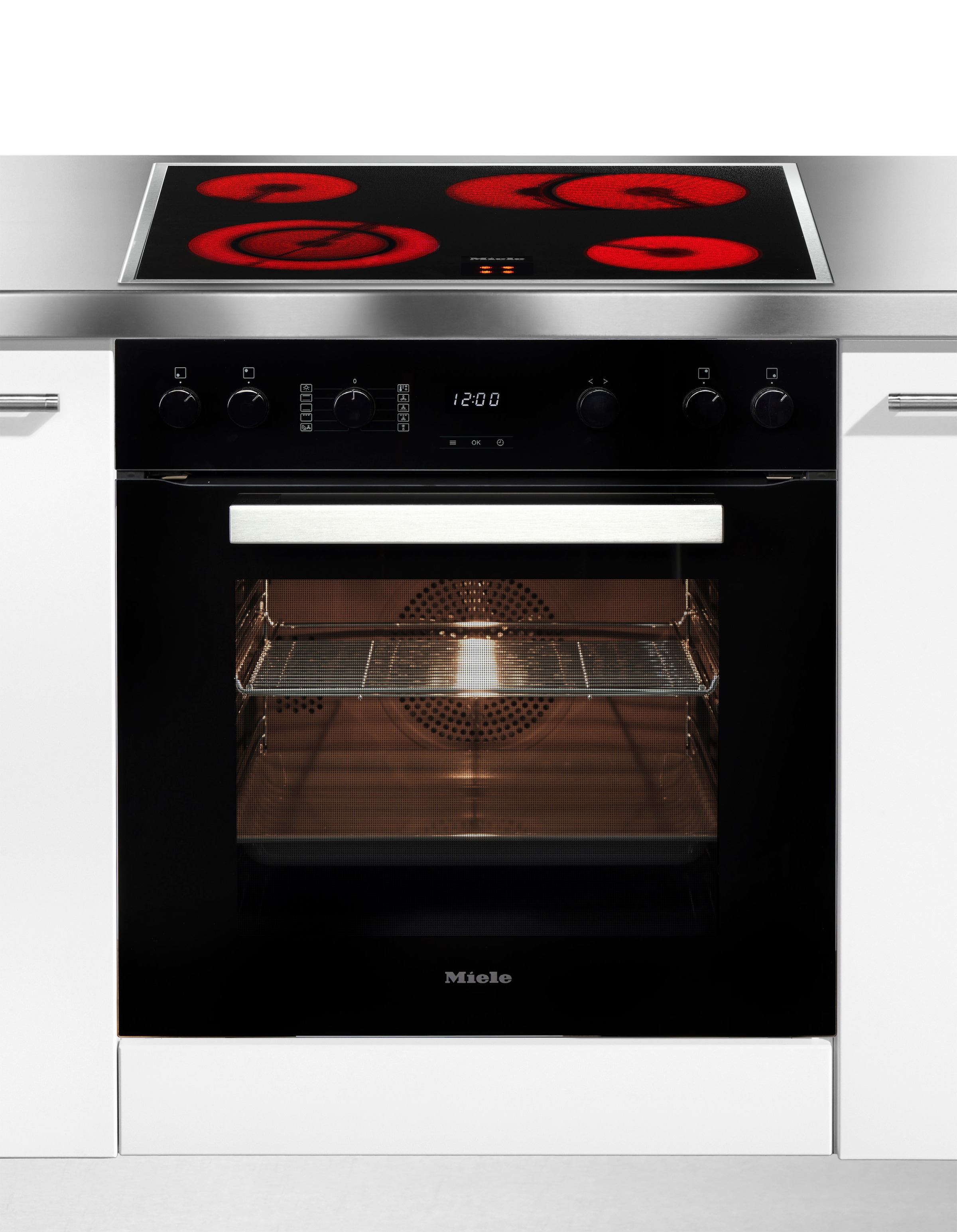 Miele Elektro-Herd-Set »H2459 E D OBSW + KM 6003 LPT«, mit Teleskopauszug nachrüstbar, PerfectClean Ausstattung, EasyControl Bedienung