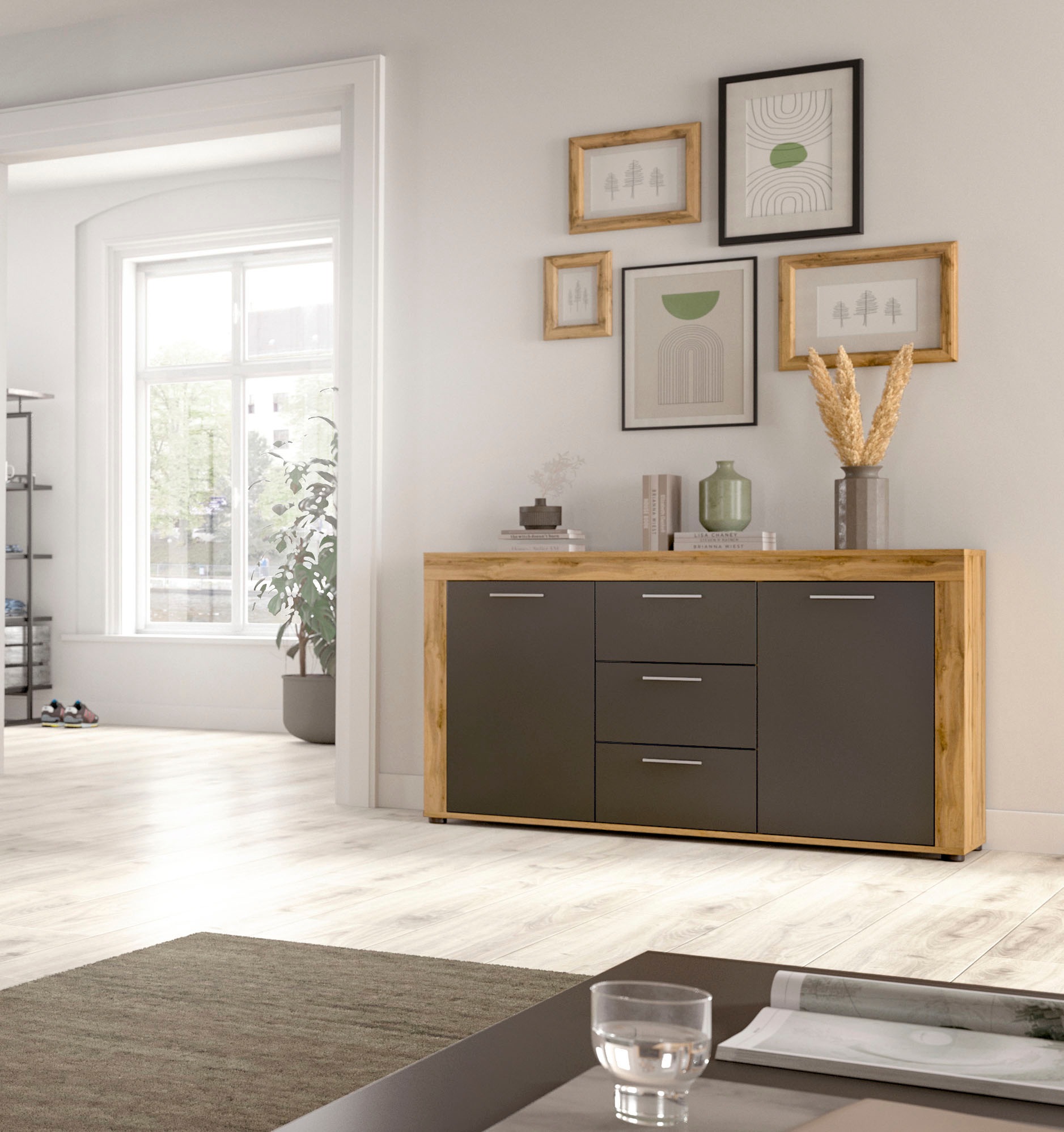 Home affaire Sideboard "Aosta, Breite 125 cm, in verschiedenen Farbausführu günstig online kaufen