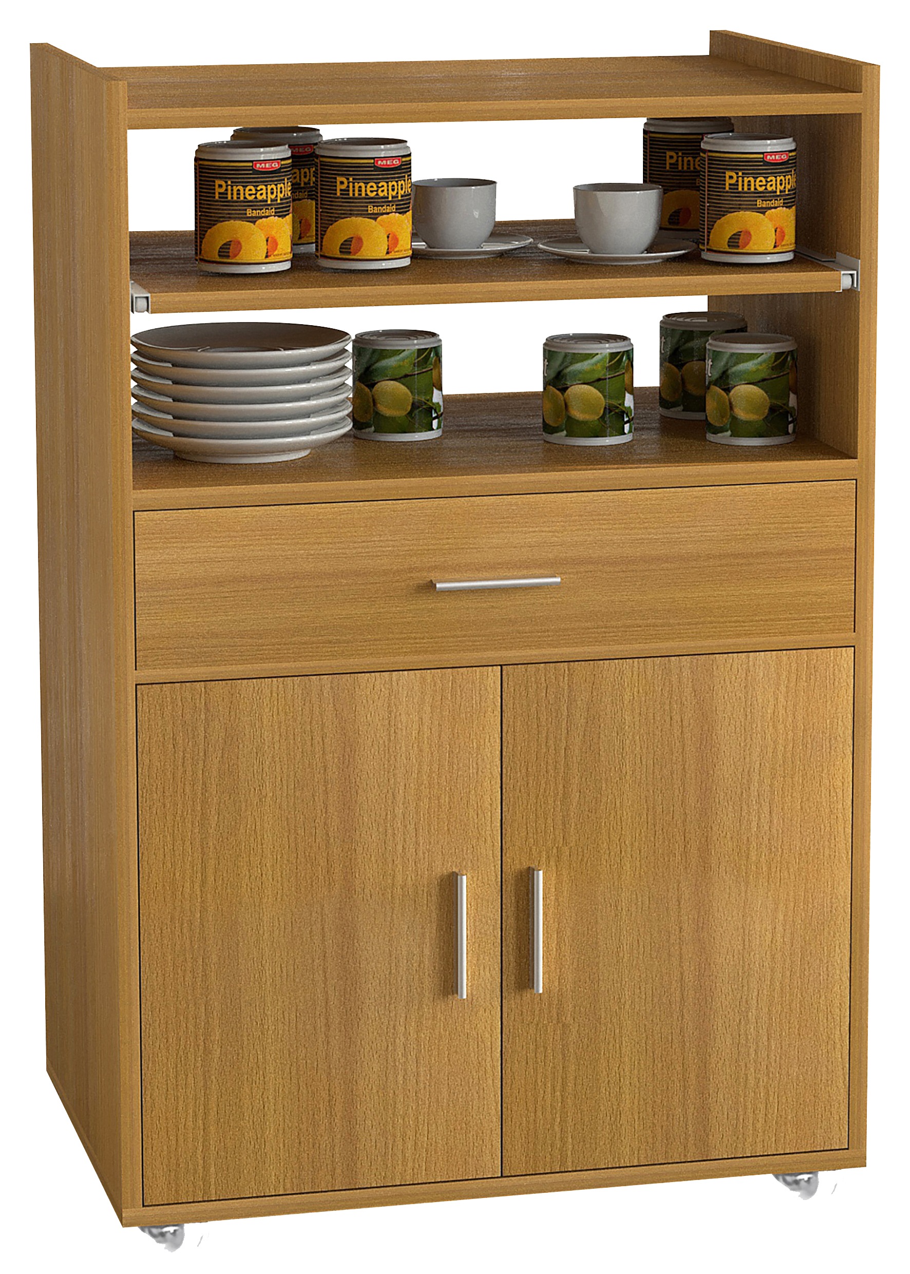 Küchenbuffet VCM, B:59cm T:40cmbuche, Obermaterial: 100% Holz Wood., Schränke, "Küchenwagen Servierwagen Rollwagen Rollen Kiola"