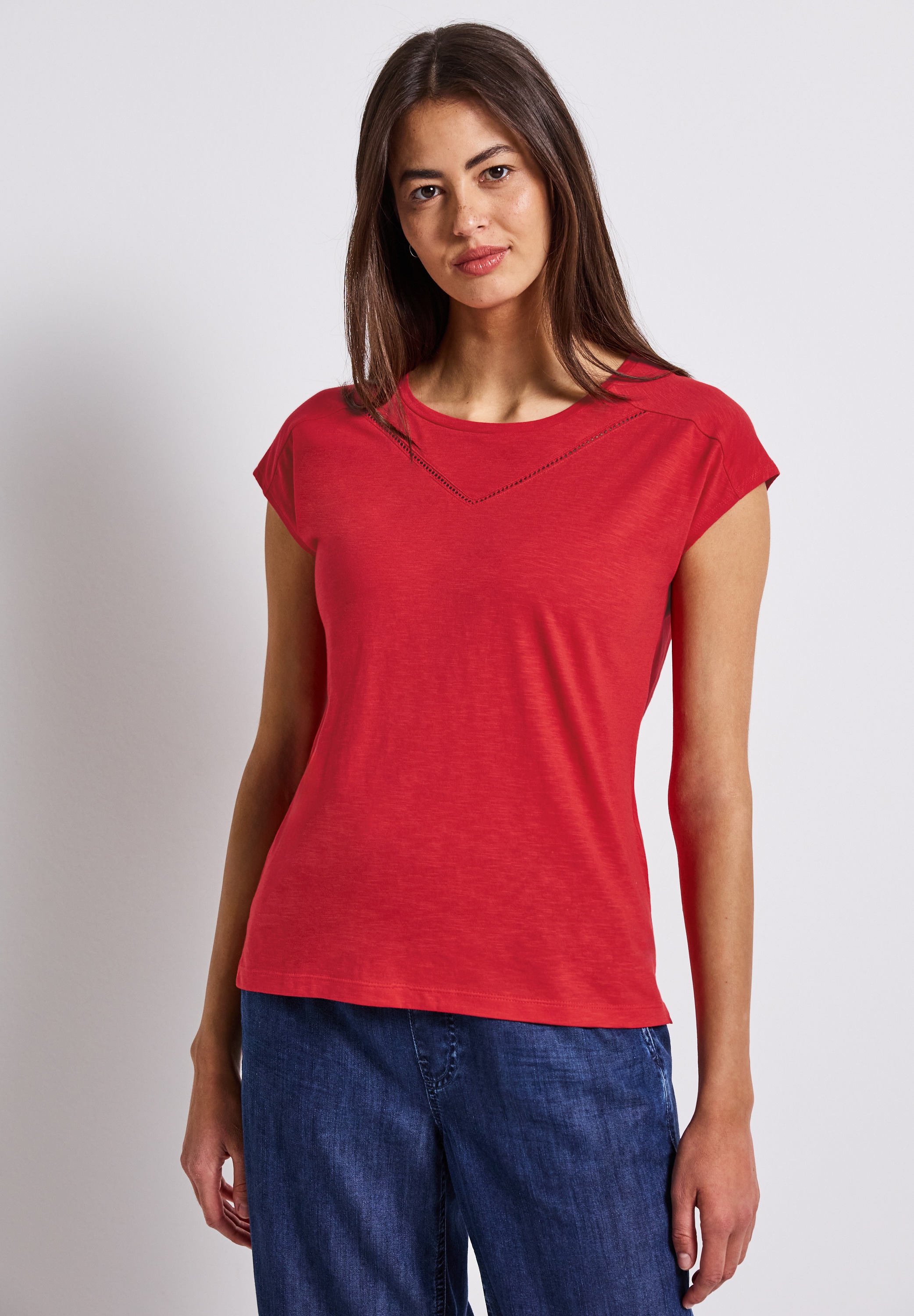 STREET ONE T-Shirt, mit Materialmix günstig online kaufen