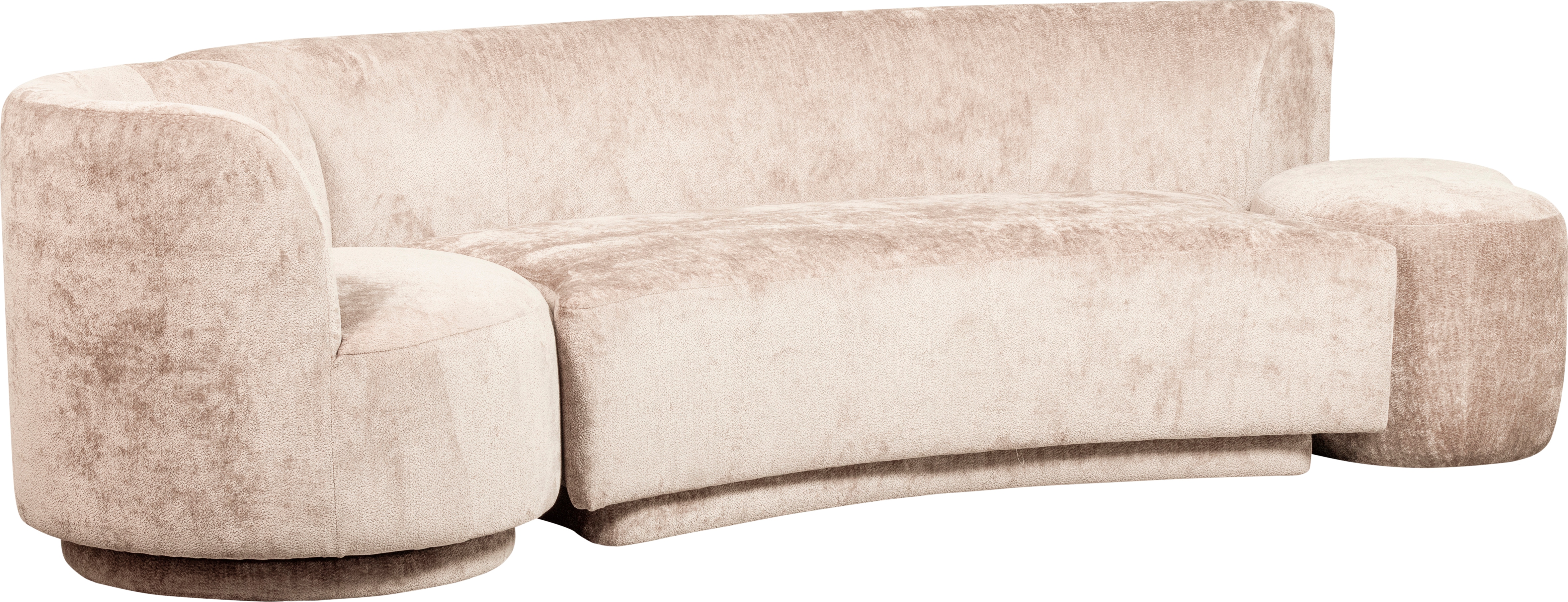WOOOD Loungesofa "Combi Popular Chenille-Bezug organische Form H 72 x B 290 x T 97 cm" mit Sessel und Pouf, Maximale Verschleißfestigkeit, Tragkraft 400 kg