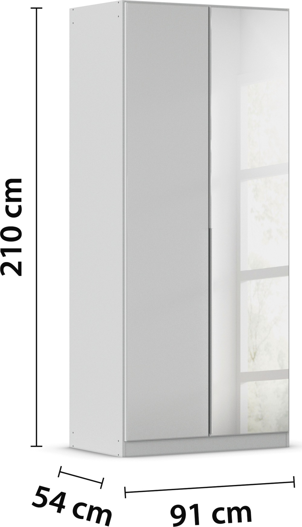 rauch Drehtürenschrank »Kleiderschrank Kleiderschränke Schrank Garderobe AGORDO mit Glasfront«, (in zwei Griff-Farben), durchdachte Innenausstattung, in 6 Breiten und 2 Höhen MADE IN GERMANY