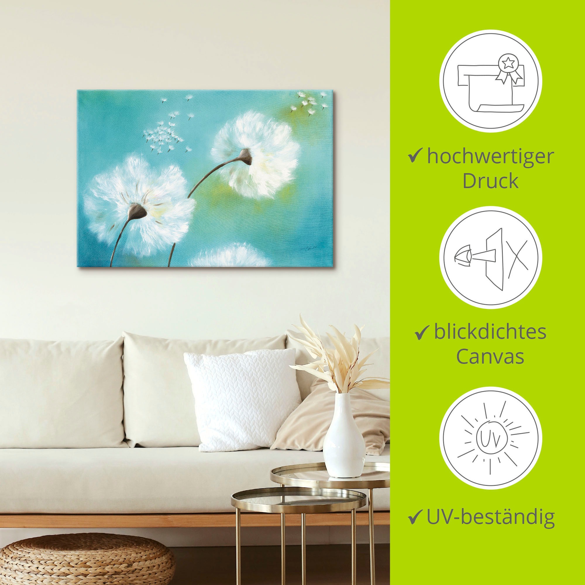 Artland Wandbild »Pusteblumen«, Blumen, (1 St.), als Alubild, Outdoorbild, Leinwandbild, Poster, Wandaufkleber