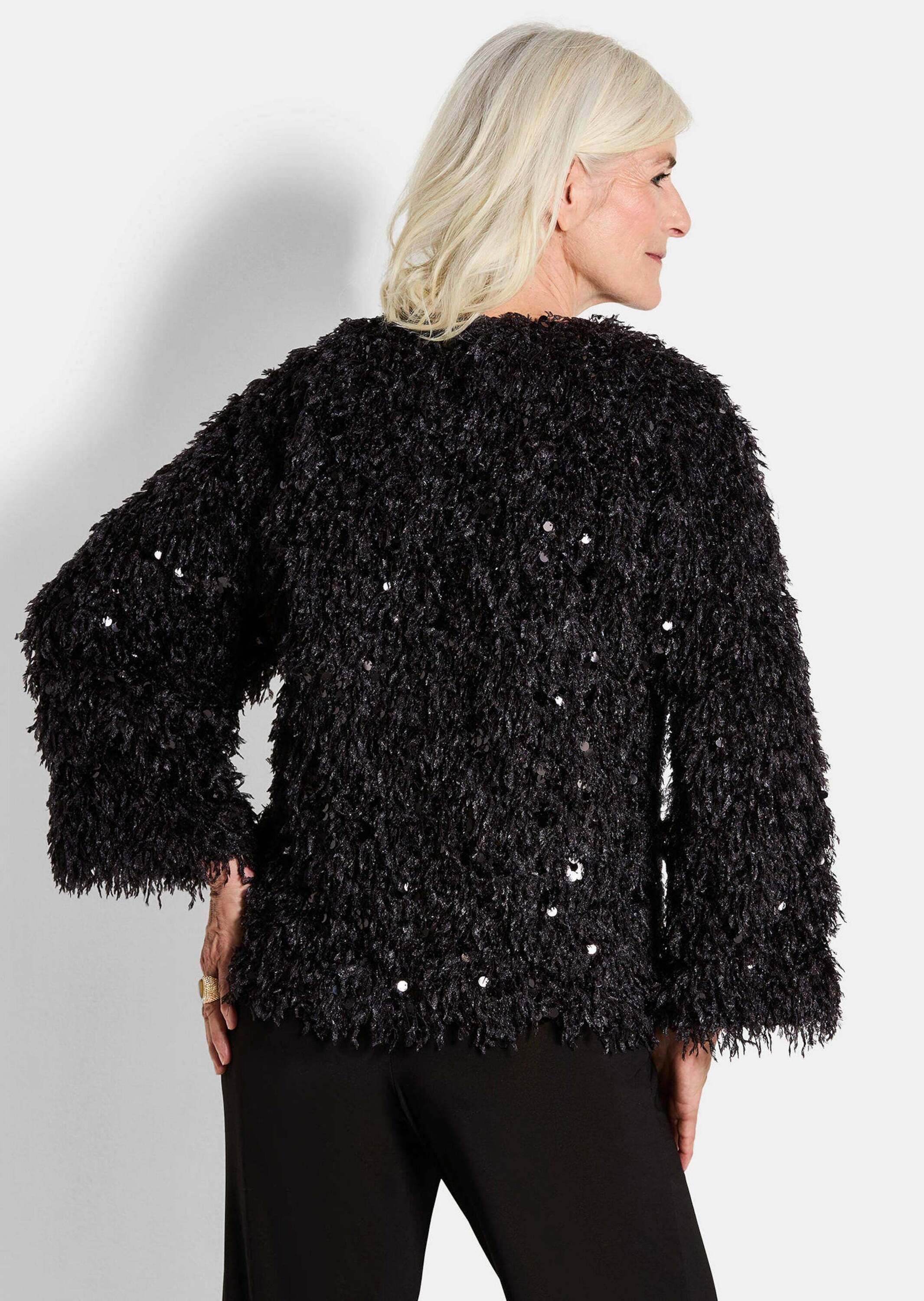 GOLDNER Kurzjacke »Jacke in Feder-Optik mit Pailletten«