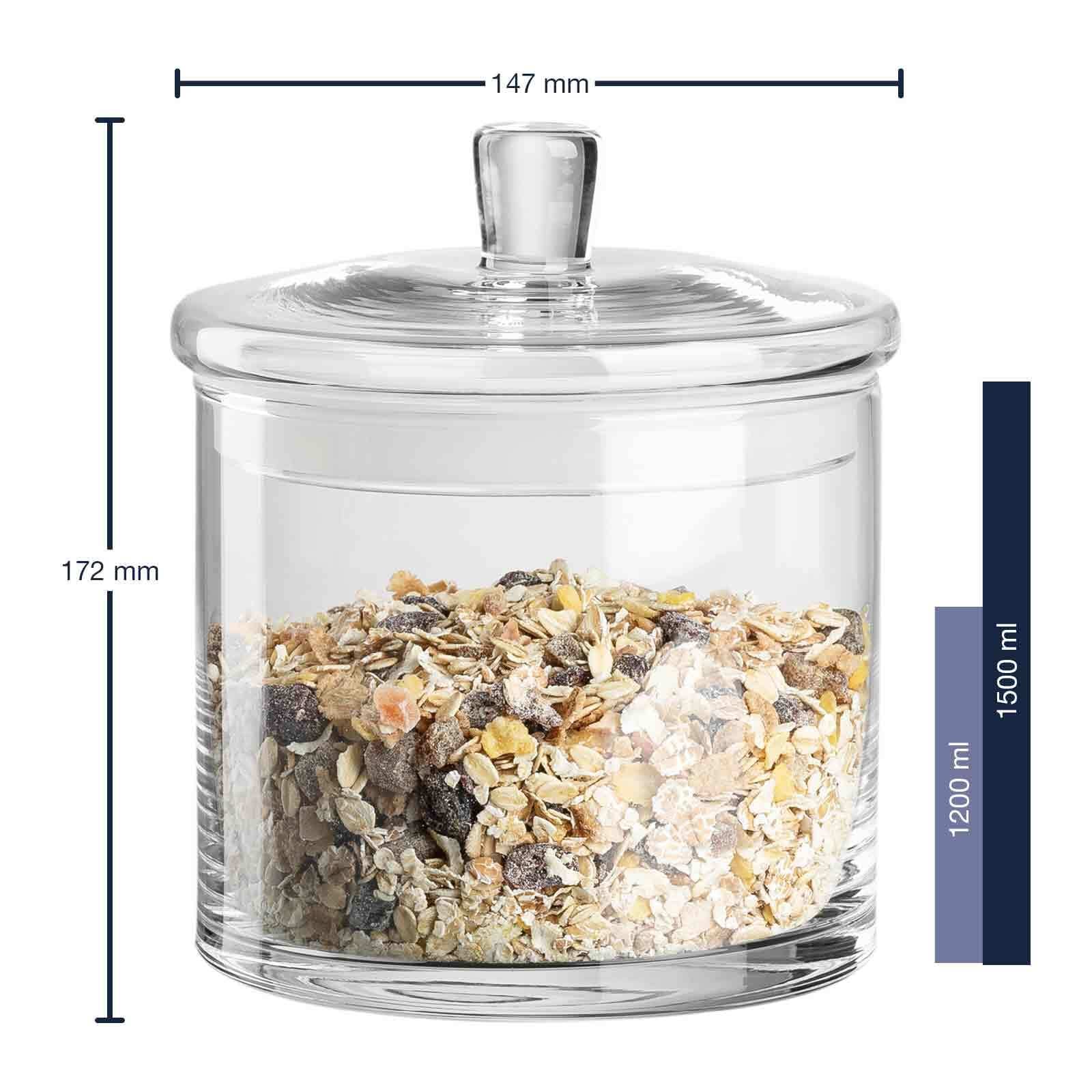 LEONARDO Vorratsdose »Glasdose mit Deckel handgefertigt TOP 1,5 Liter transparent«, (1 tlg.)