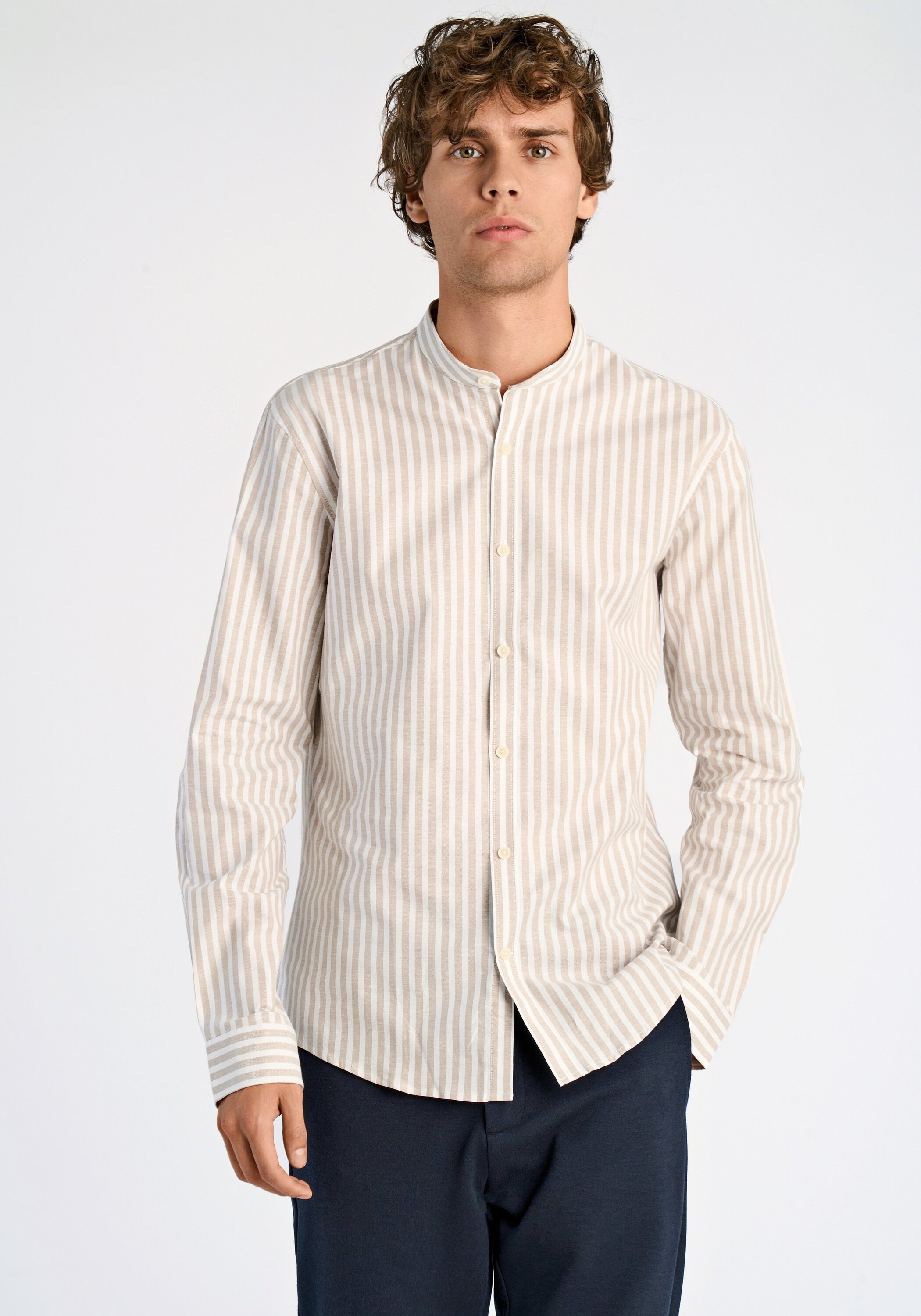 Lindbergh Oxford Shirt Relaxed Fit Sand XL