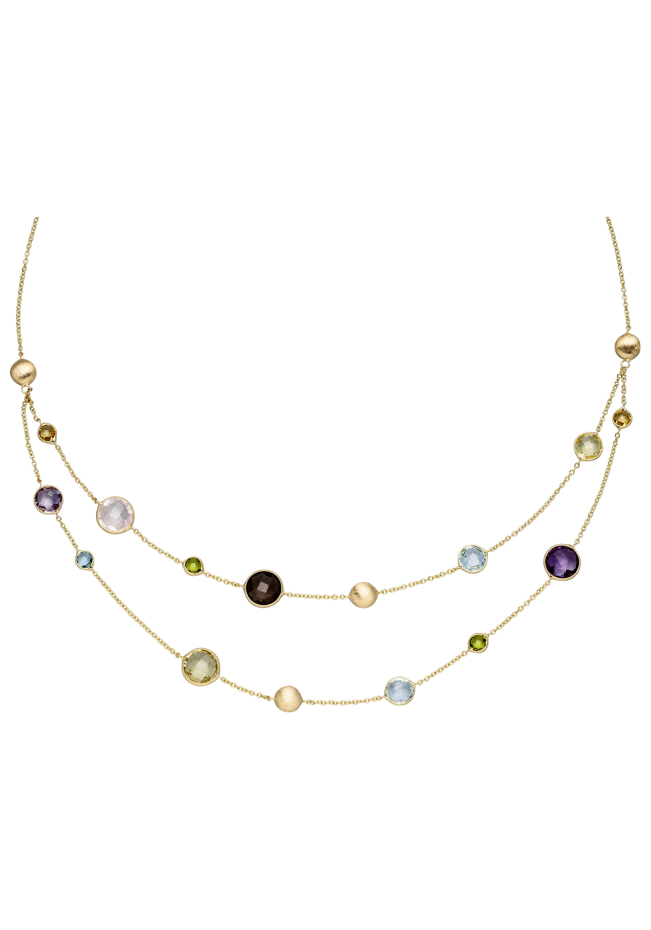 JOBO Collier, 585 Gold mit bunten Edelsteinen 45 cm