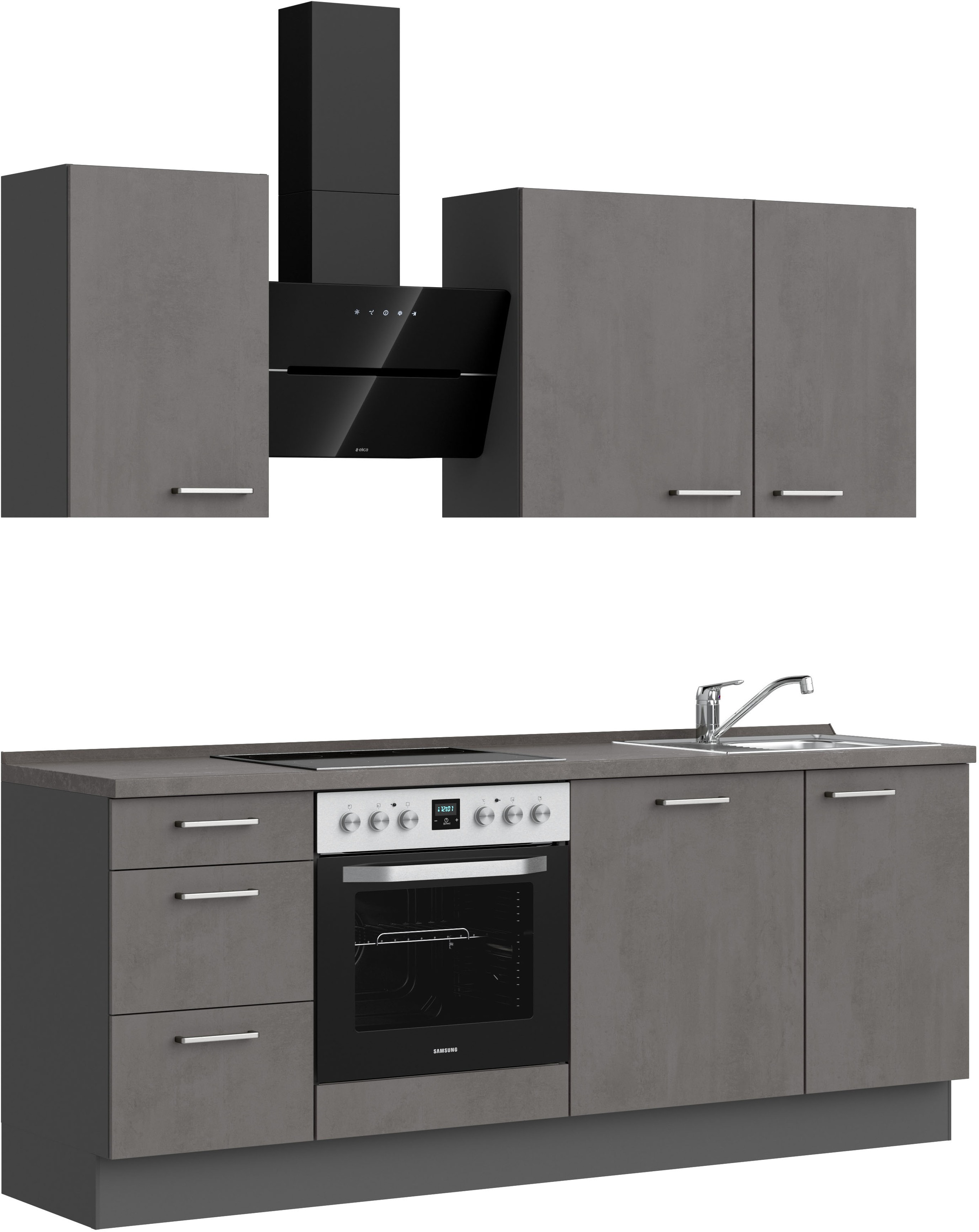 nobilia® Küchenzeile »"Riva II"«, vormontiert, Ausrichtung wählbar, Breite 210 cm, wahlw. mit E-Geräten