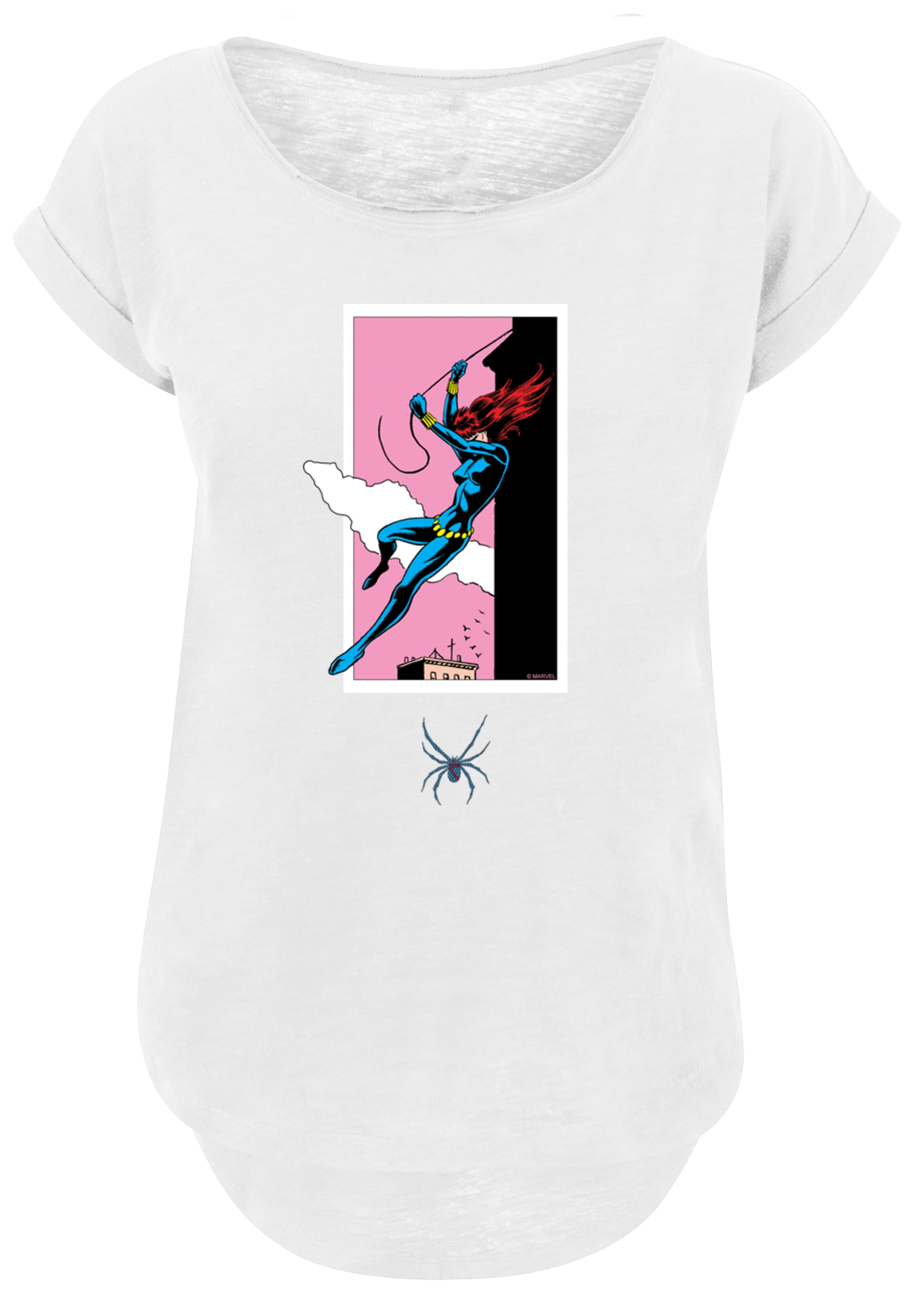 F4NT4STIC T-Shirt »Marvel Comics Black Widow Roof Jump«, Damen,Premium Merch,Lang,Longshirt,Logo Print