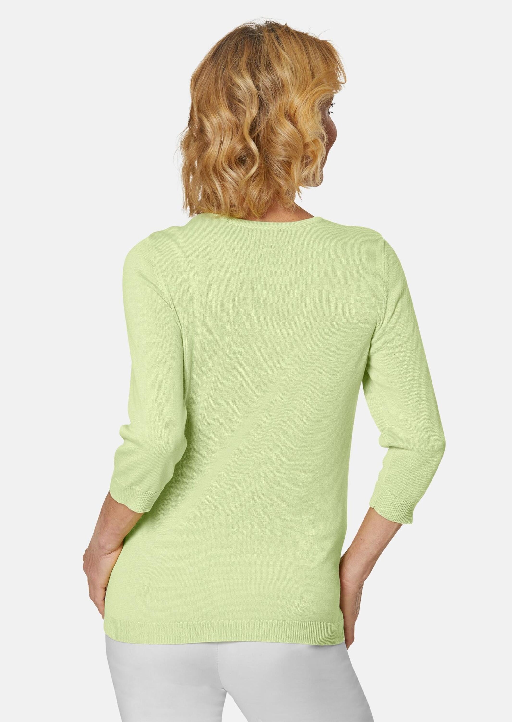 GOLDNER 3/4 Arm-Pullover »Rundhalspullover Sommerlicher Strickpullover mit Ajourmuster«