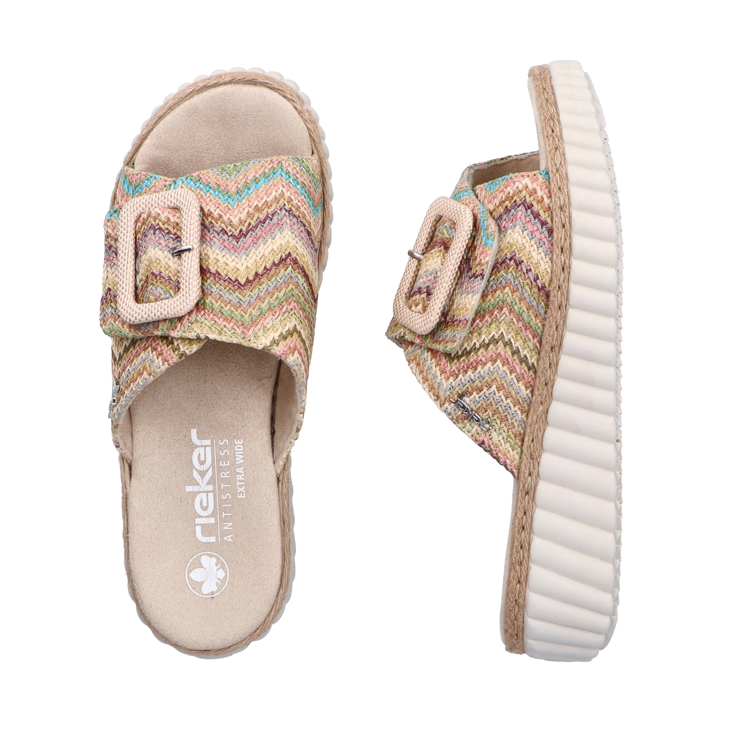 Rieker Keilpantolette, Sommerschuh, Strandschuh, Hausschuh mit praktischem Klettverschluss