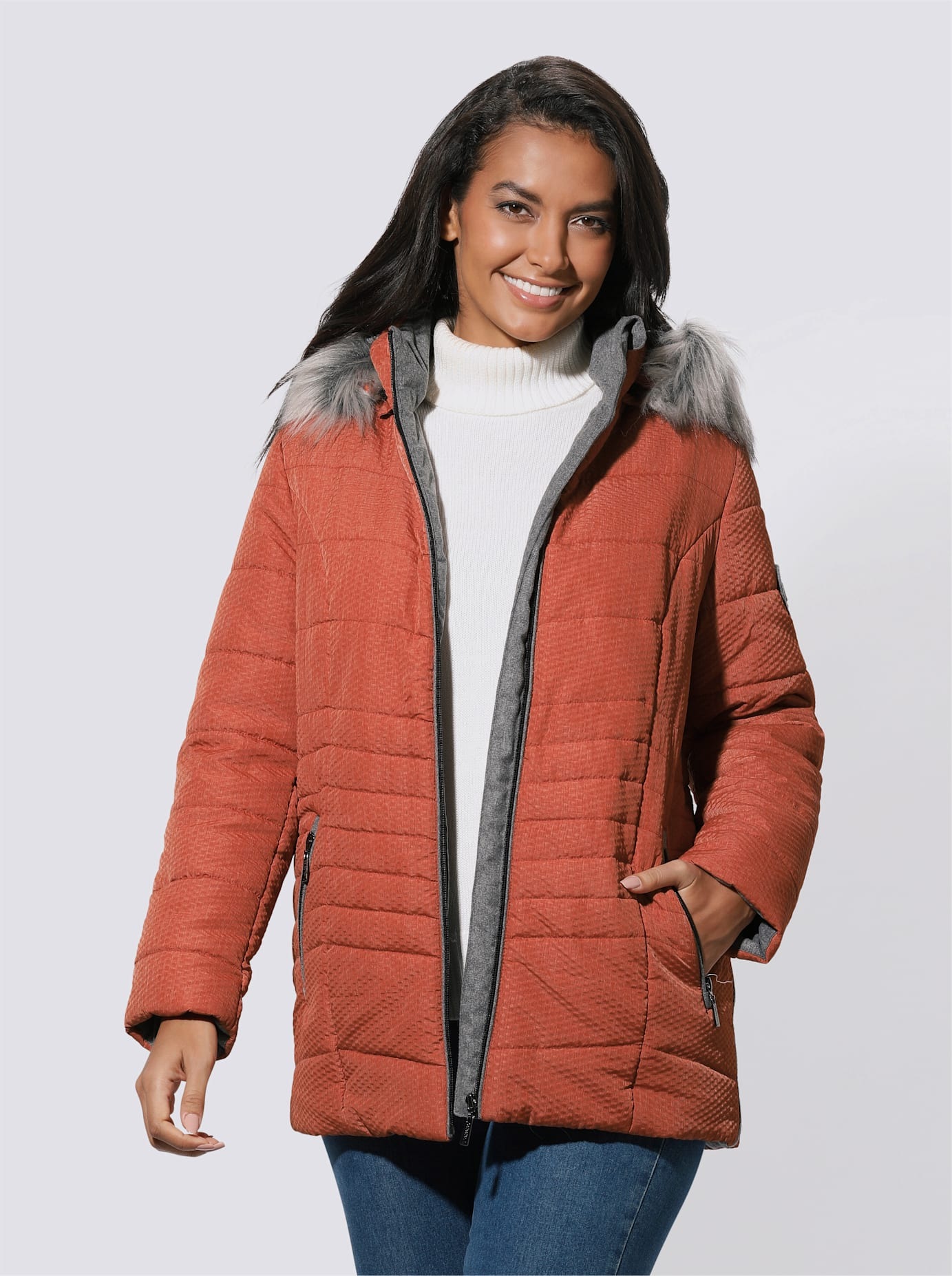 Casual Looks Langjacke, mit Kapuze