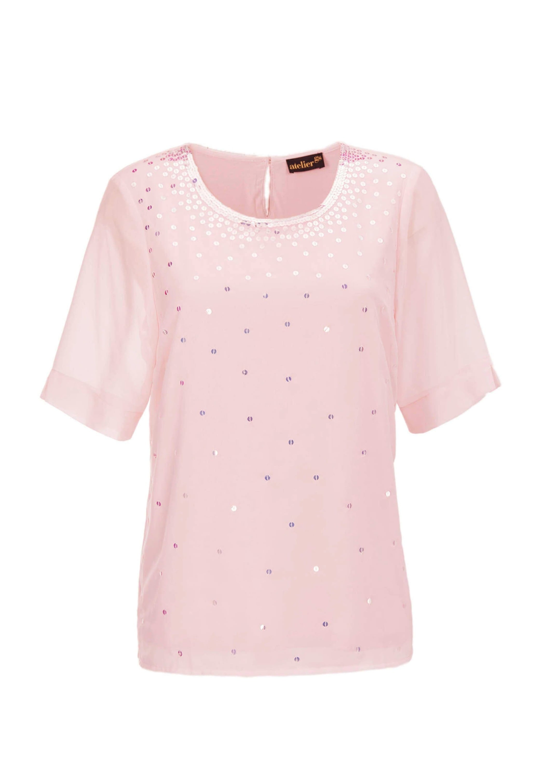 GOLDNER Kurzarmbluse "Kurzgröße Bluse mit schimmernden Pailletten" Paillett günstig online kaufen
