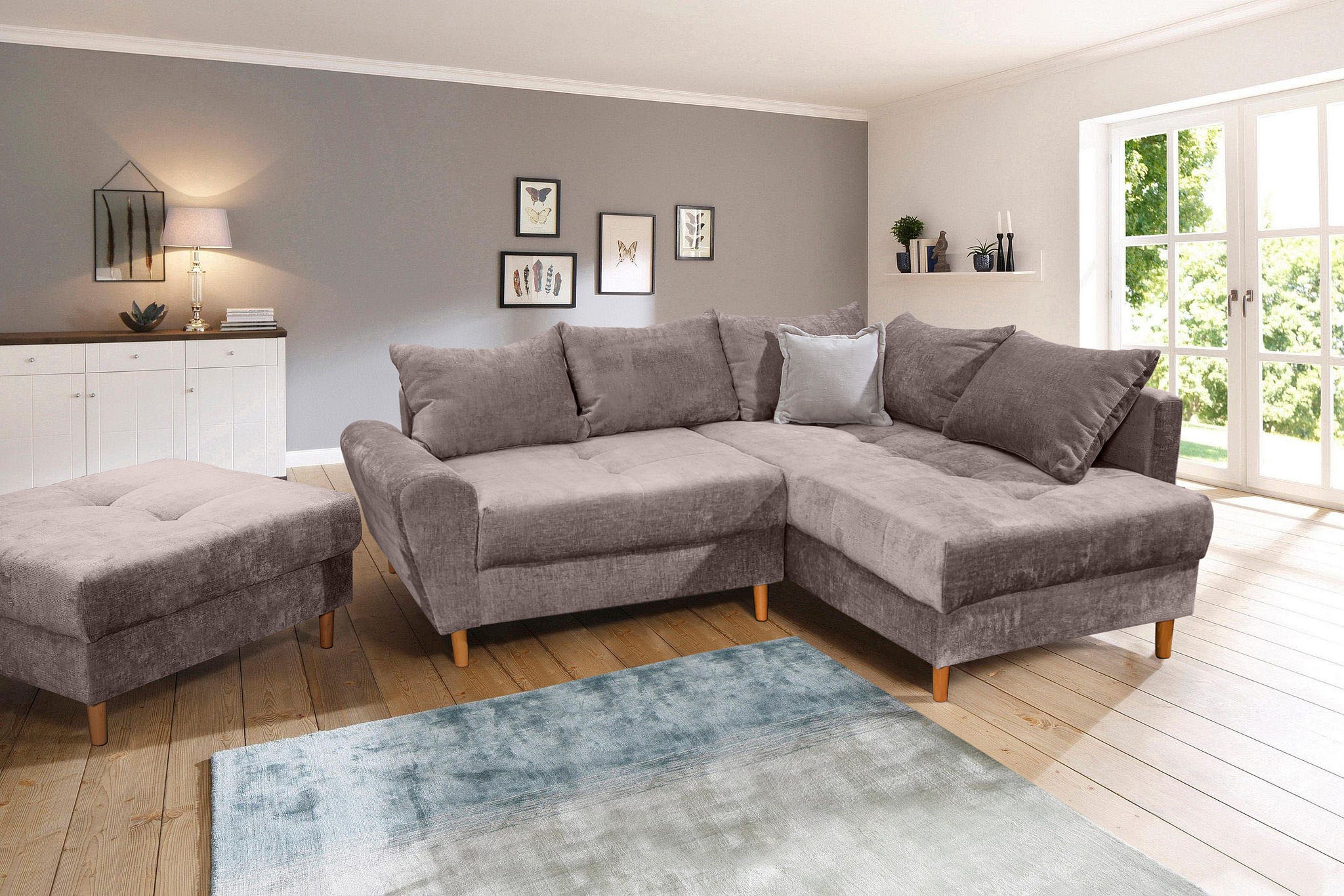 Thumbnail - COLLECTION AB Ecksofa "Reims L-Form" Ottomane beidseitig montierbar, inkl. Bettfunktion und Hocker