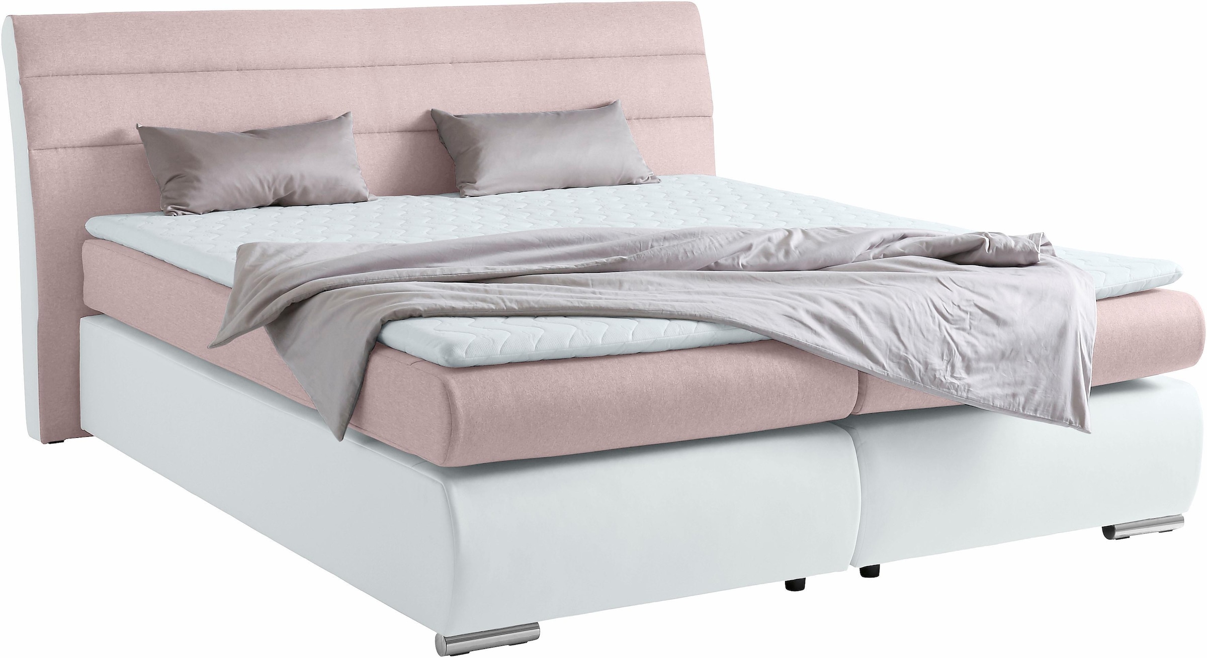 Places of Style Boxspringbett »Luna«, in Struktur-/Kunstleder-Mix, Überlänge 220 cm, bis zu 3 Härtegrade