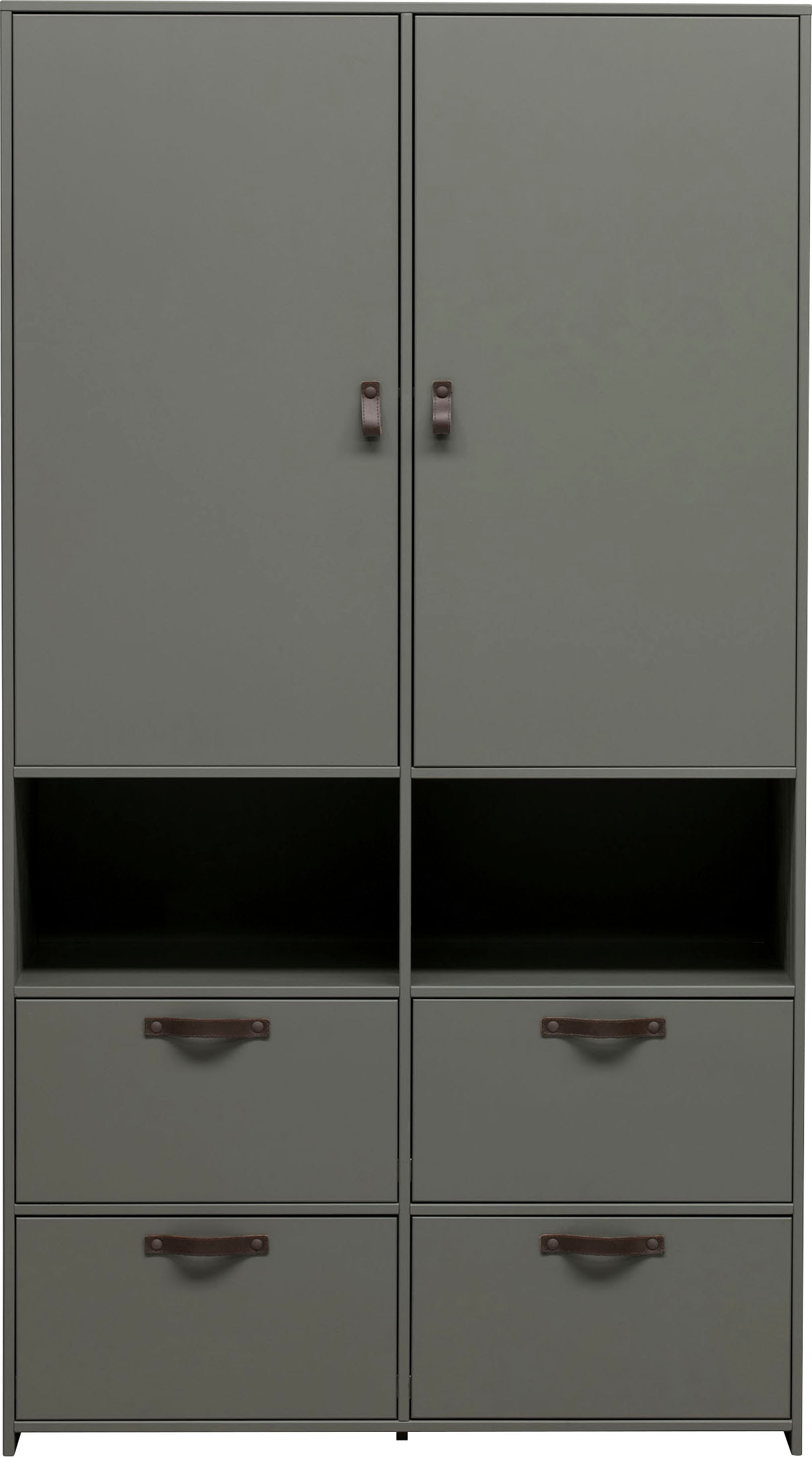 WOOOD Garderobenschrank "Stage FSC-Kiefernholz Schutzlackiert, H 185 x B 103 x T 40 cm" Ledergriffe, kombinierbar, einfach zu montierbar, pfleigleicht