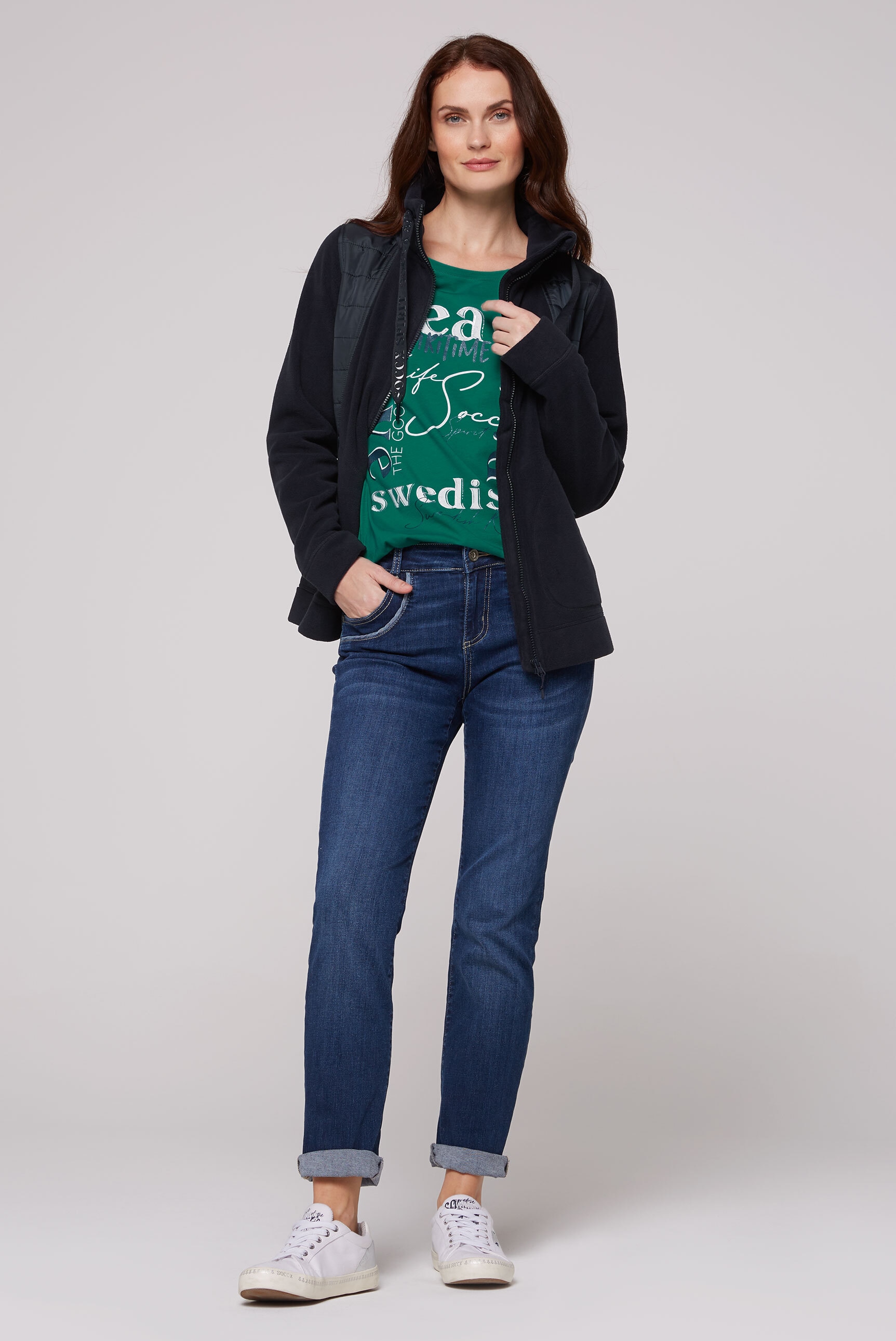 SOCCX Fleecejacke, ohne Kapuze, mit Stehkragen