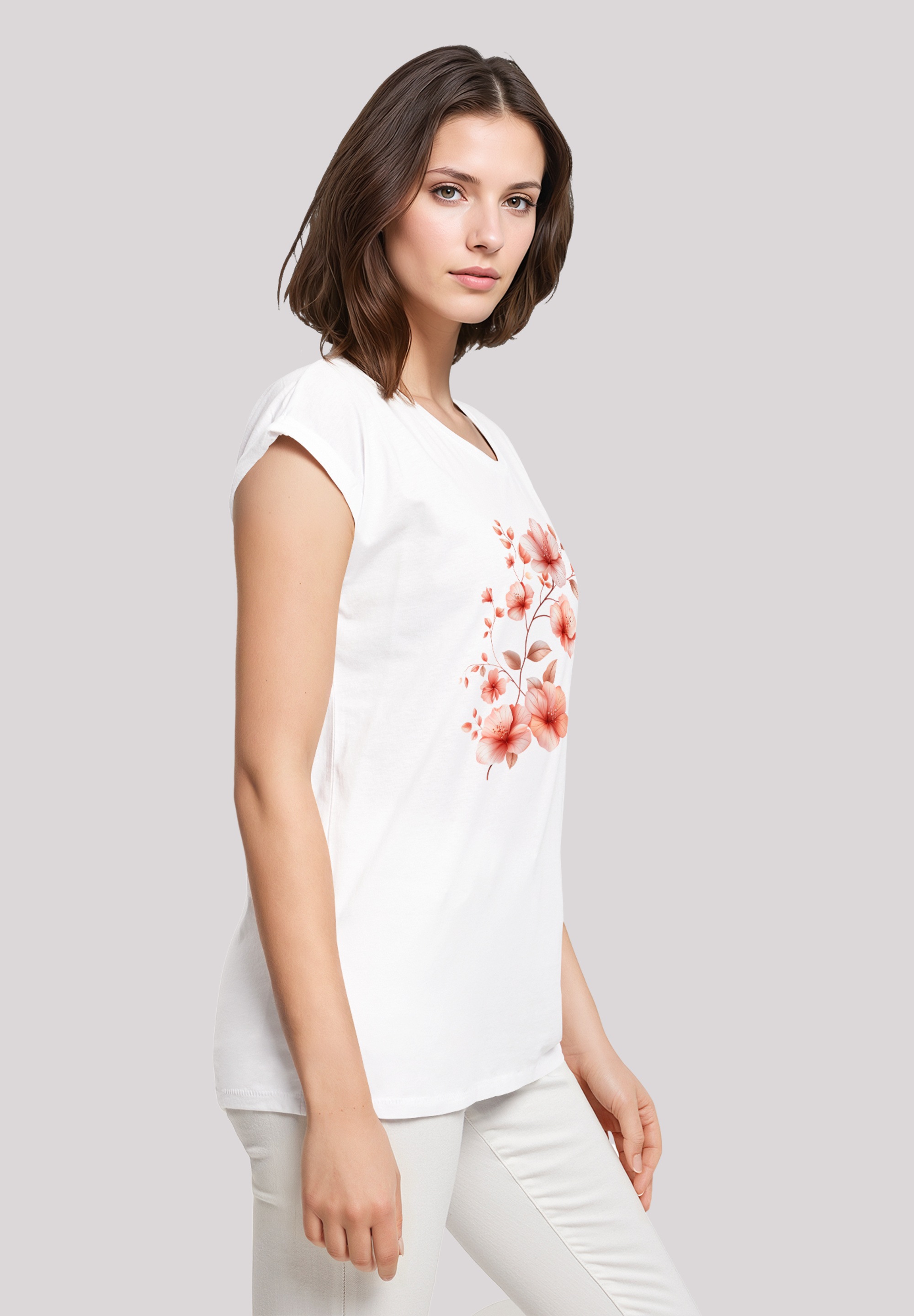F4NT4STIC T-Shirt »Rosa Blumenzweig 3D«, Premium Qualität