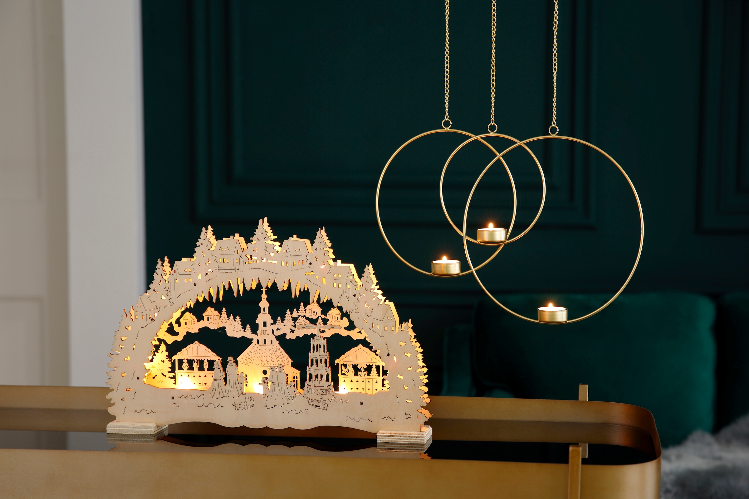Home affaire Schwibbogen "LED Weihnachtsleuchter, Weihnachtsdeko" Breite ca günstig online kaufen