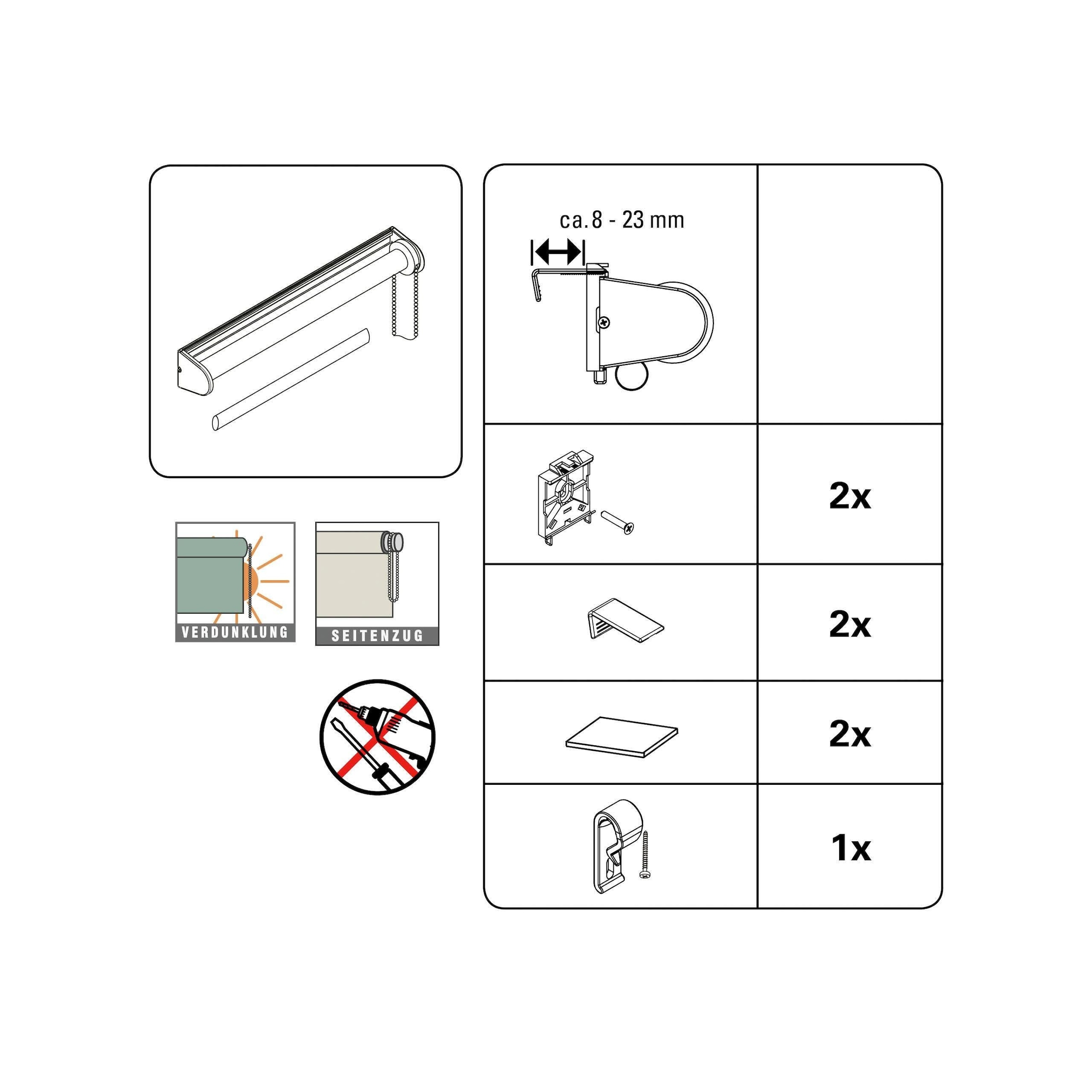 WOHNIDEE-Kollektion Seitenzugrollo »Rollo Verdunklung«, verdunkelnd, ohne Bohren, freihängend, Klebemontage / Schraubmontage möglich