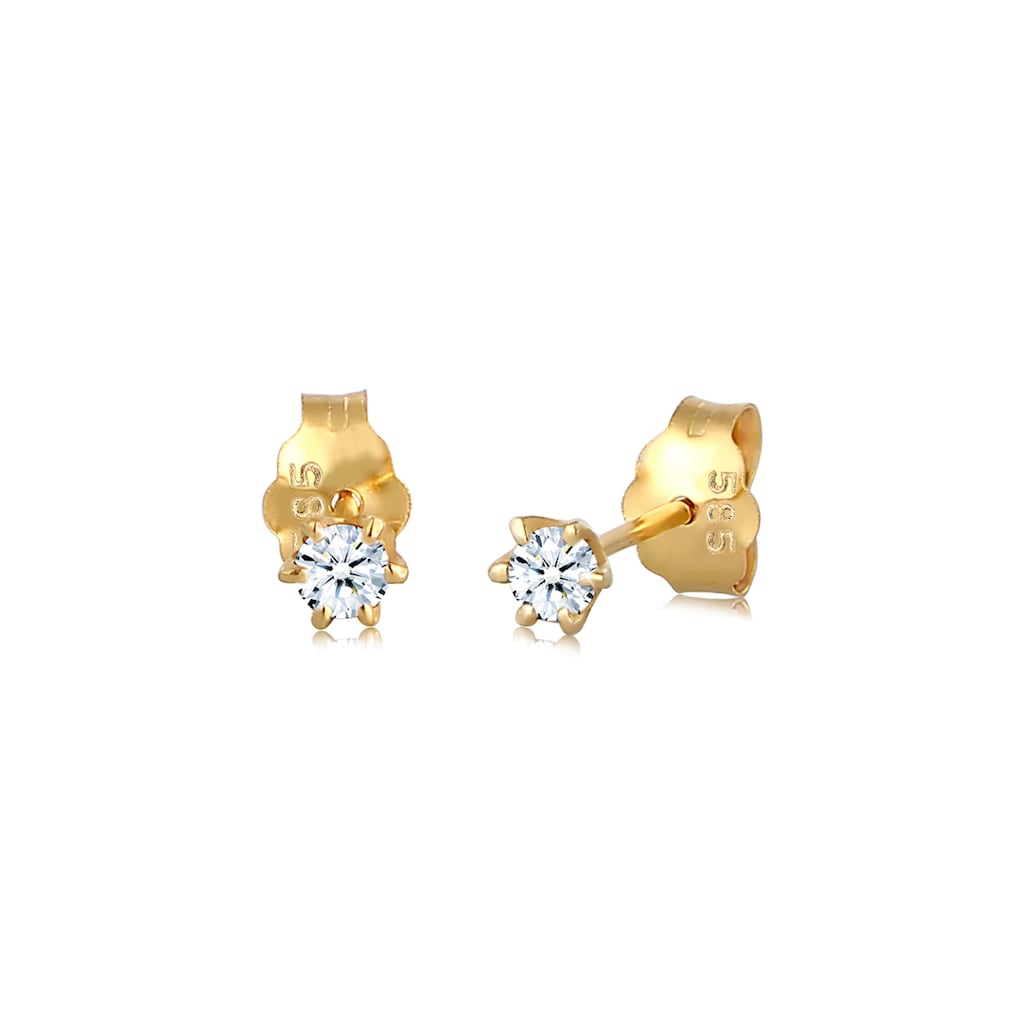 Elli DIAMONDS Paar Ohrstecker »Elegant Klassisch Diamant (0.12 ct.) 585 Gelbgold«