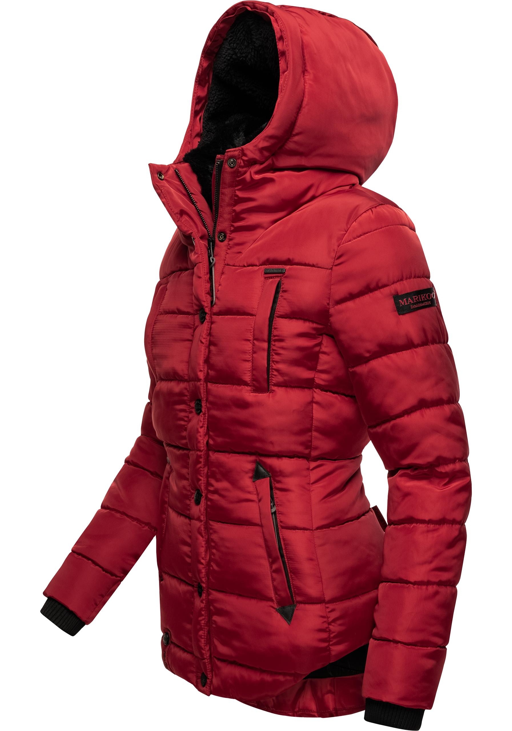 Marikoo Steppjacke »Lotusblüte«, mit Kapuze, hochwertige Winter Jacke mit edler Kunstpelz Kapuze