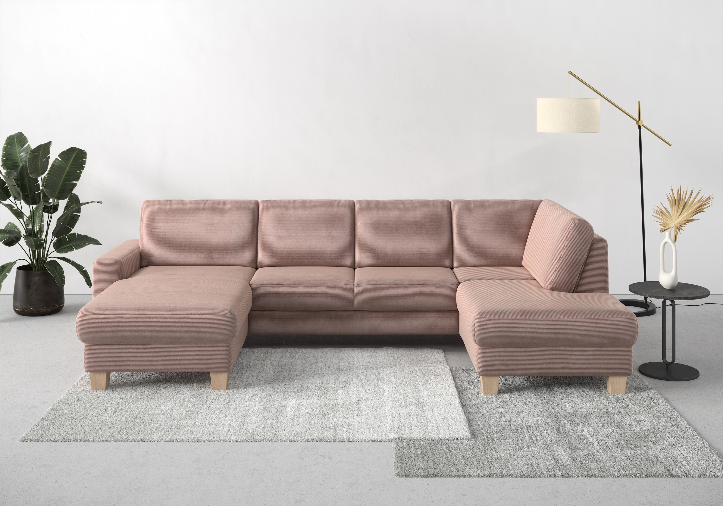 Home affaire Wohnlandschaft »Summer U-Form«, mit oder ohne Bettfunktion und Bettkasten, Cord-Bezug