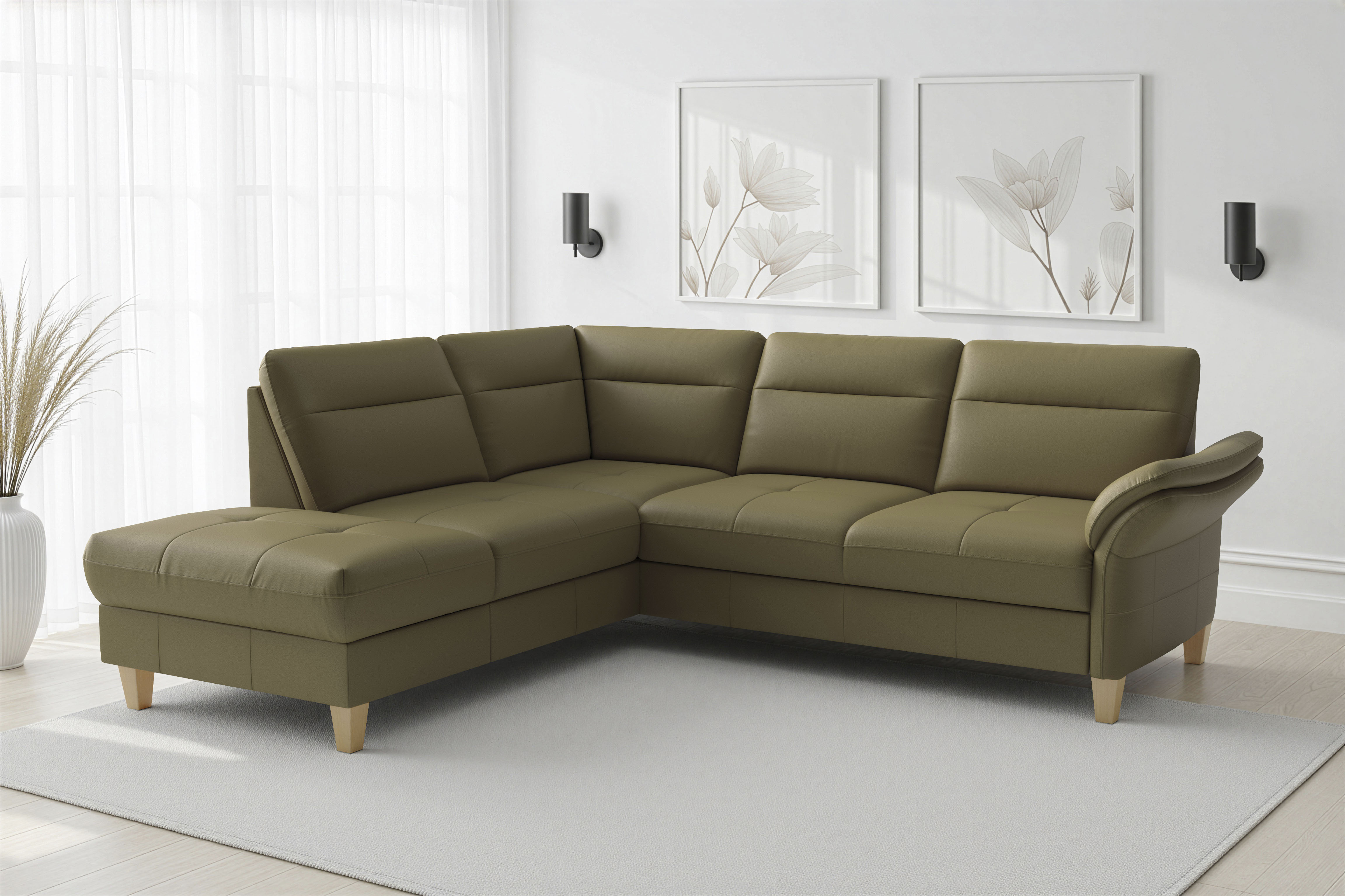 sit&more Ecksofa "Pamela L-Form, B: 218 cm, optional Schlaffunktion & Bettkasten, Leder" optional Armteilverstellung, Schlaffunktion & Bettkasten