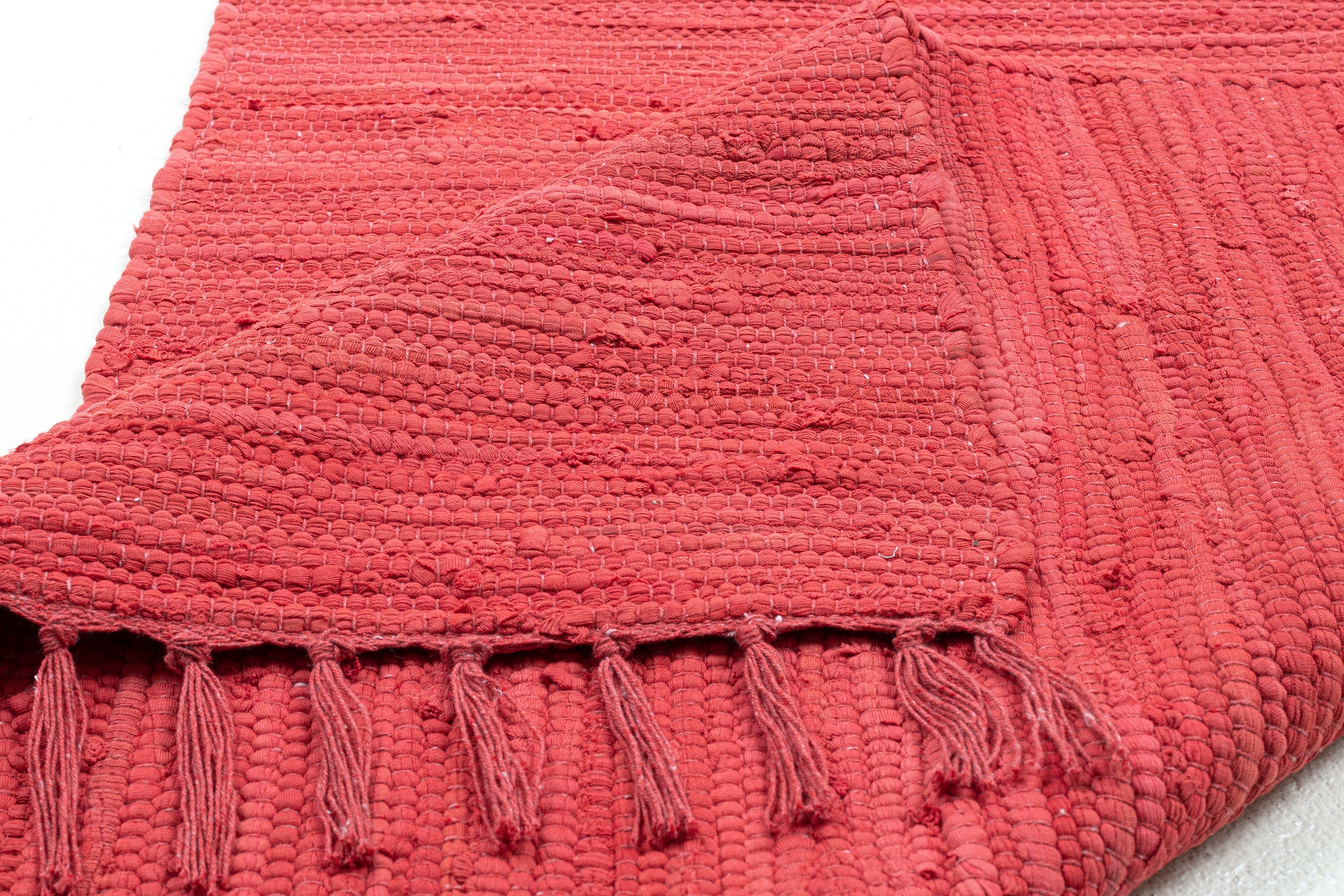»Happy Handweb Cotton«, reine BAUR Teppich | Fransen Flachgewebe, mit Baumwolle, Teppich, rechteckig, handgewebt, THEKO