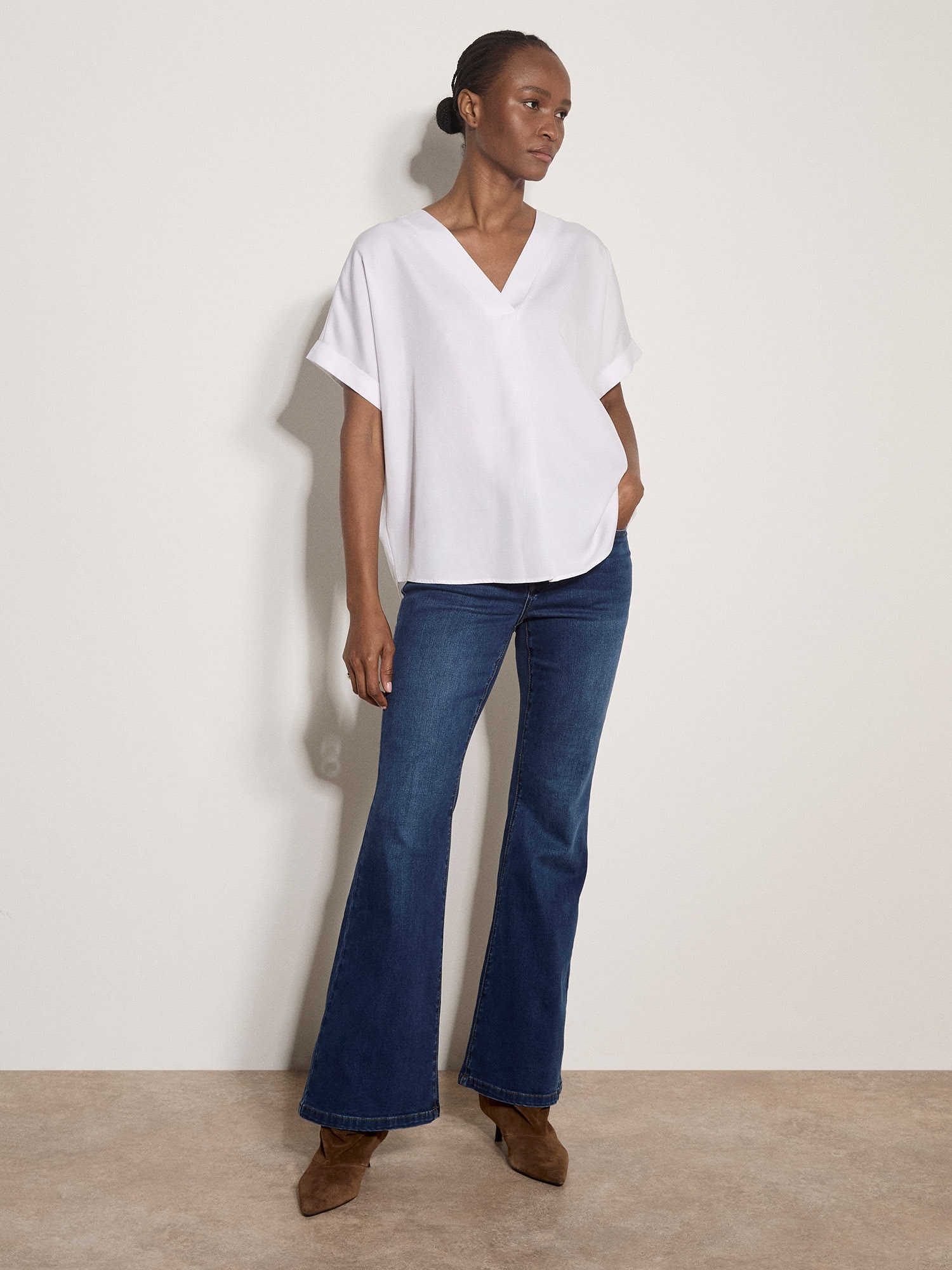 Apricot Shirtbluse »Plissierte Bluse« mit V-Ausschnitt