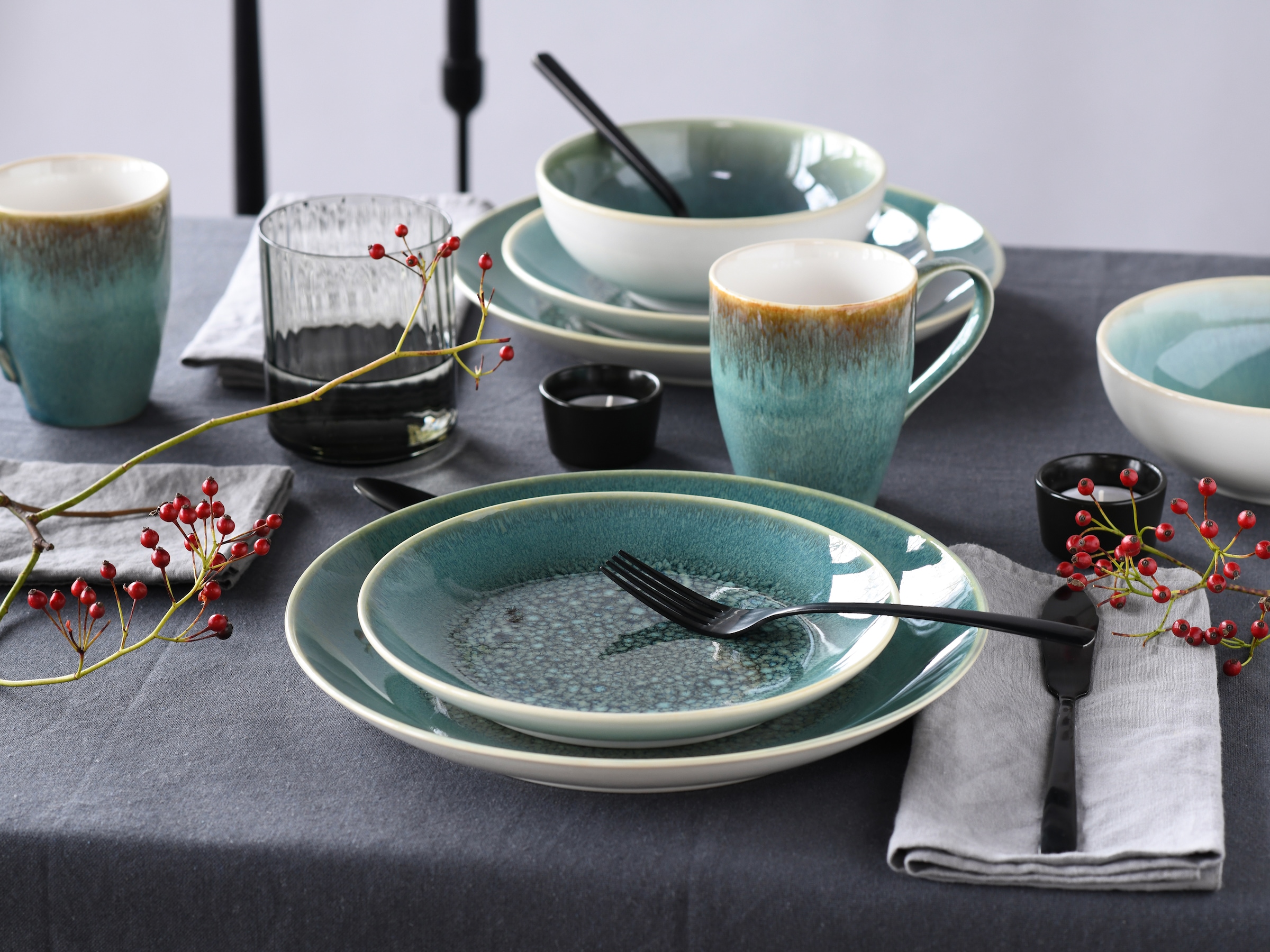 CreaTable Kombiservice »Caldera«, (Set, 8 tlg.), irisierende Glasur