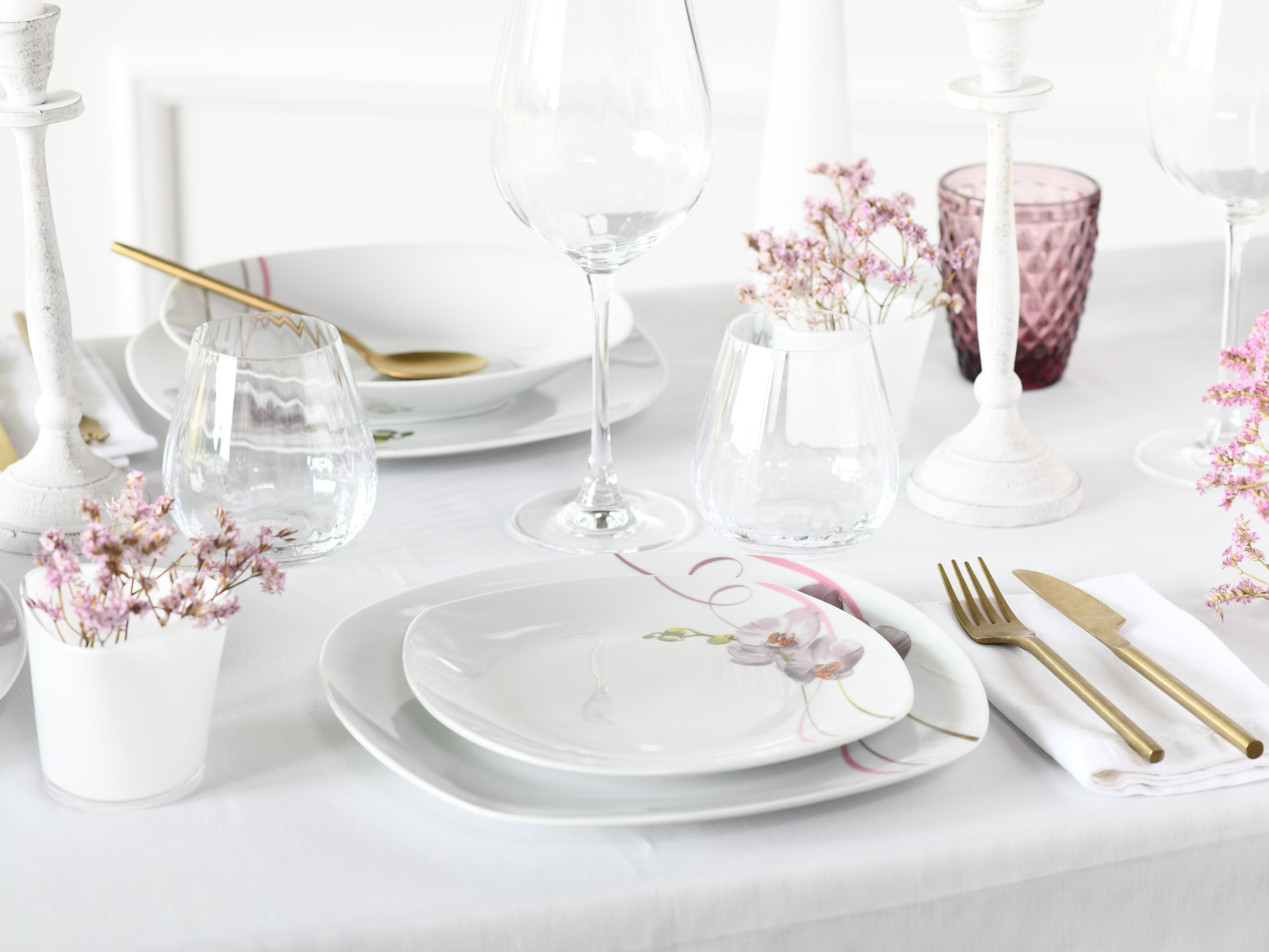 CreaTable Tafelservice »Square Orchidee, Tafel-Service 12-tlg«, (Set, 12 tlg.), Fotorealistische Darstellung