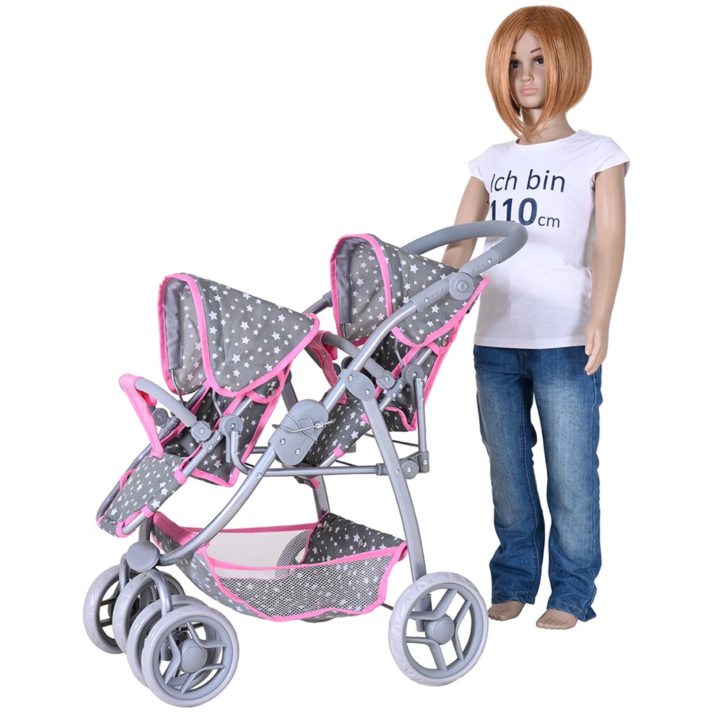 Knorrtoys® Puppen-Zwillingsbuggy »Milo - Star Grey«