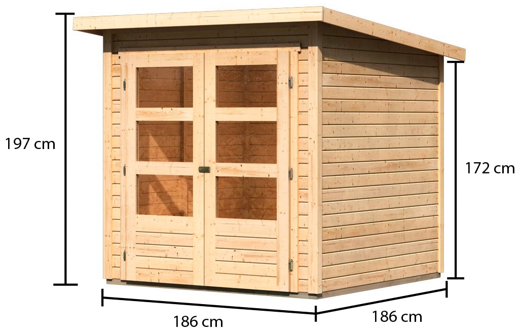 Karibu Gartenhaus »Stockach 2«, (Set), anthrazit, naturbelassen oder terragrau
