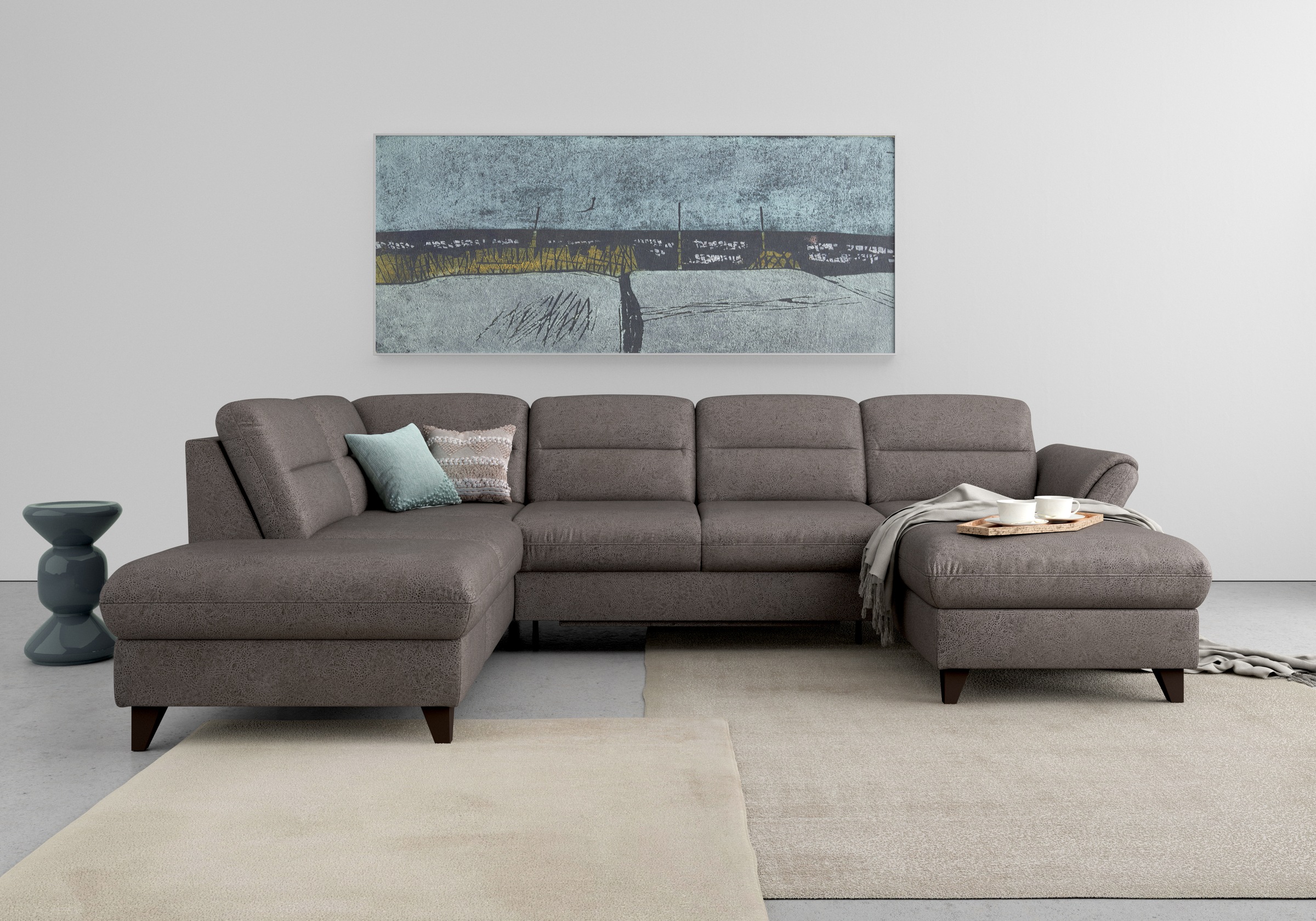 sit&more Wohnlandschaft "Mellum U-Form" Federkern, wahlweise mit Schlaffunktion, Stauraum und Armteilfunktion