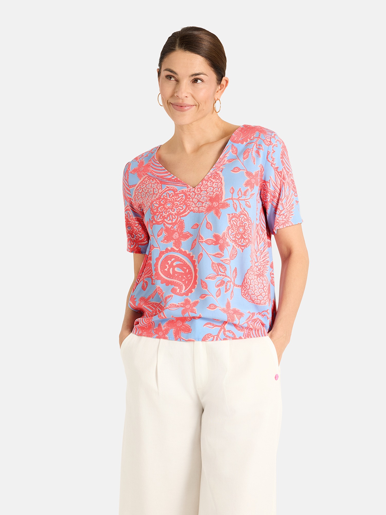 Lieblingsstück Shirtbluse "RenaL" mit Allover-Print, V-Ausschnitt