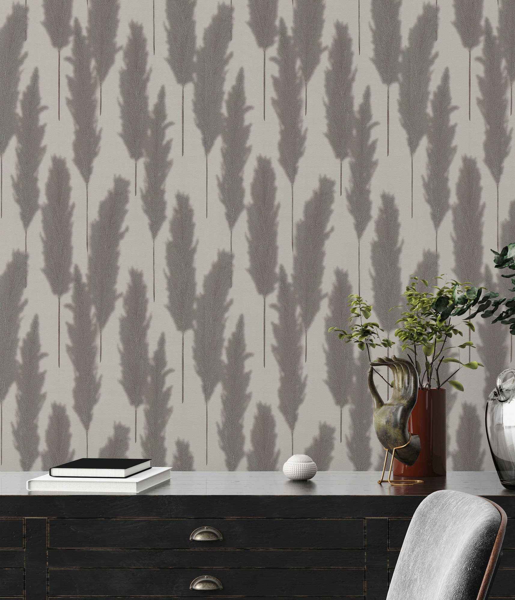 A.S. Création Vliestapete »Hygge«, floral-Motiv-gemustert, Tapete Schilfgras Tapete Pampasgras Tapeten Wohnzimmer Schlafzimmer