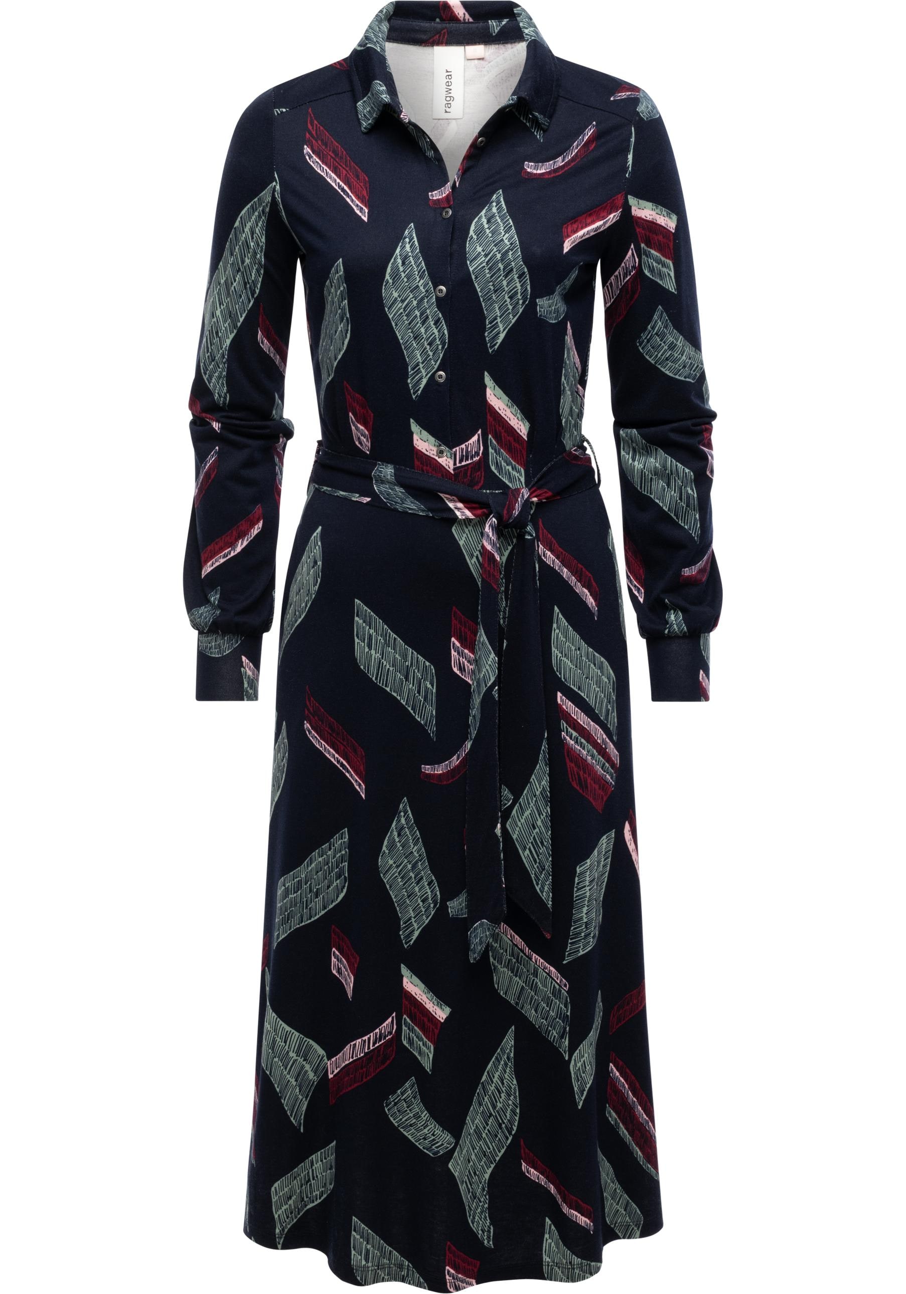 Ragwear Blusenkleid »Plantee Print«, Modisches Damenkleid mit Taillengürtel