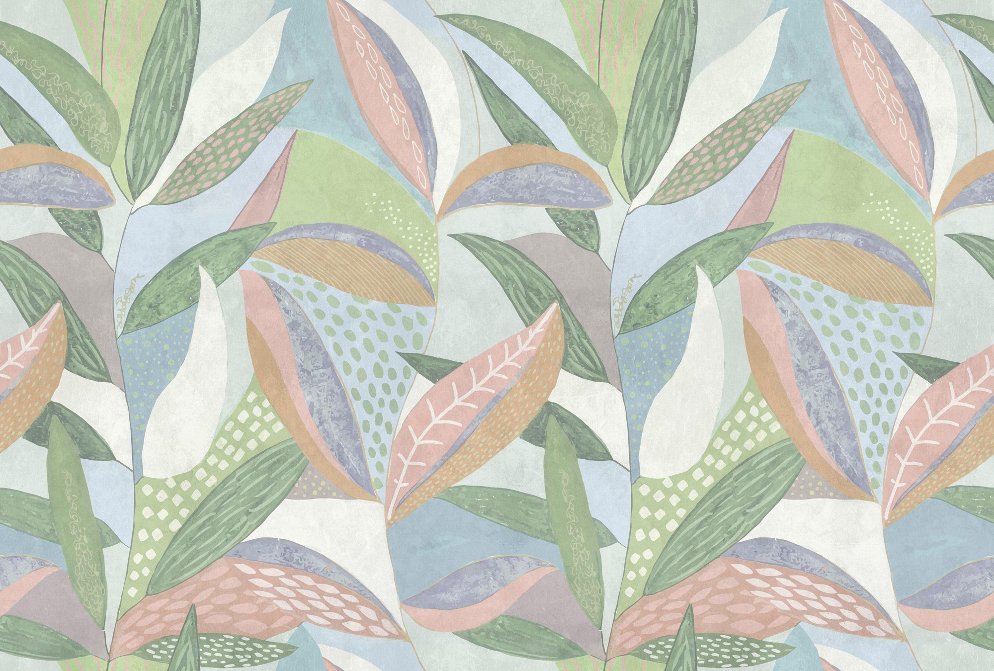 living walls Vliestapete »Blätter-Tapete Pastell Mint Rosa Vliestapete« matt glatt