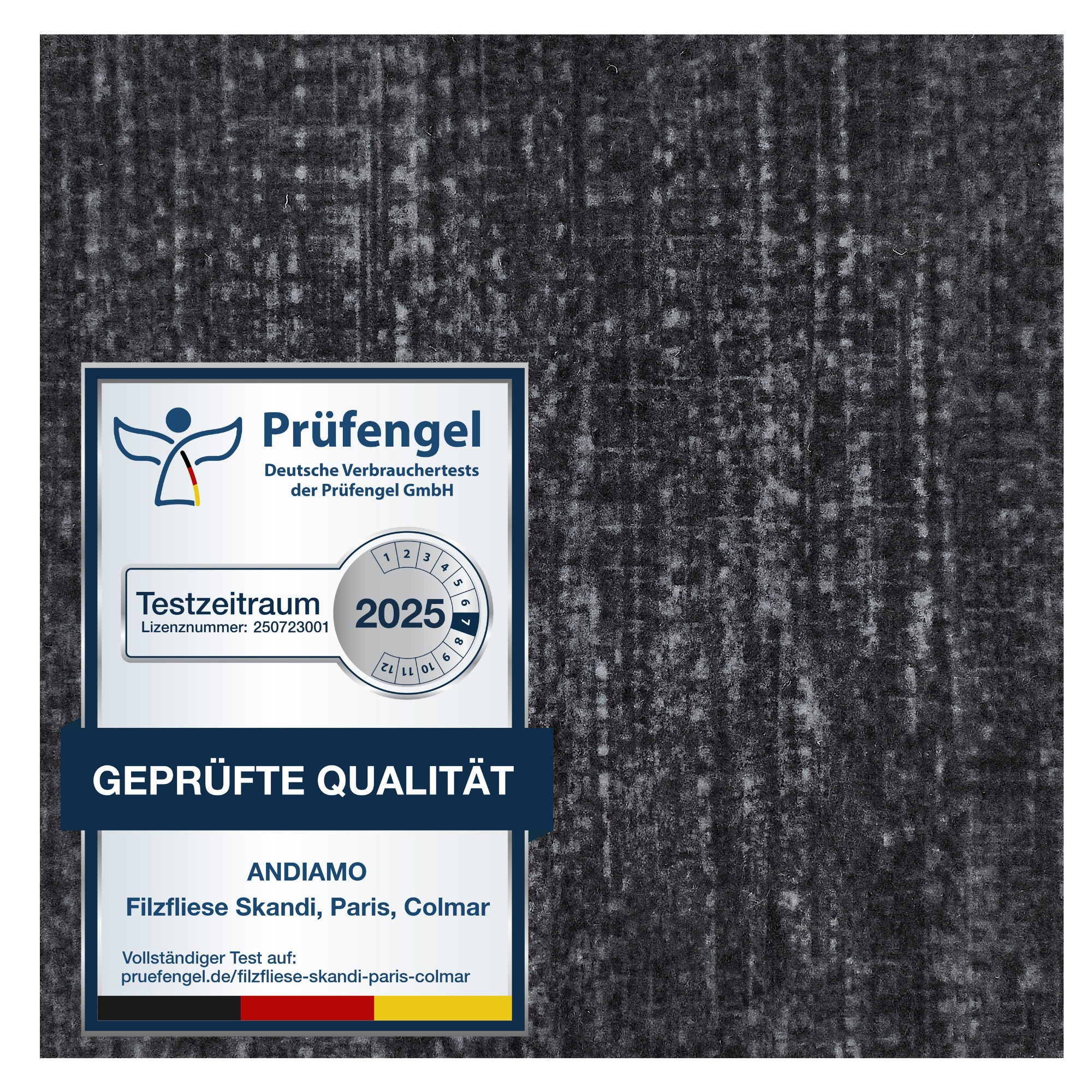 Andiamo Teppichfliese "Paris Nadelfilz, Gesamthöhe 4 mm" quadratisch 40x40 cm, selbstklebend, robust & strapazierfähig, 25 Stück (4 qm)