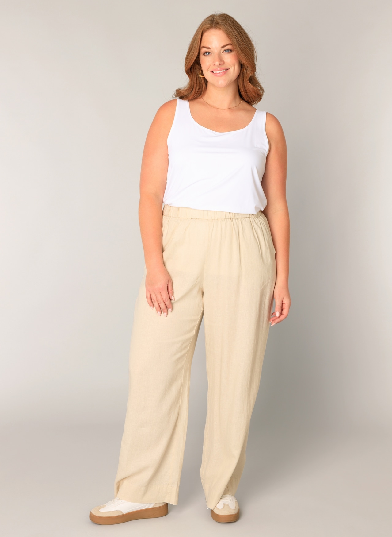 Base Level Curvy Leinenhose »Yula«  Sommerhose, Leinen-Viskose-Mix, mit elastischem Bund
