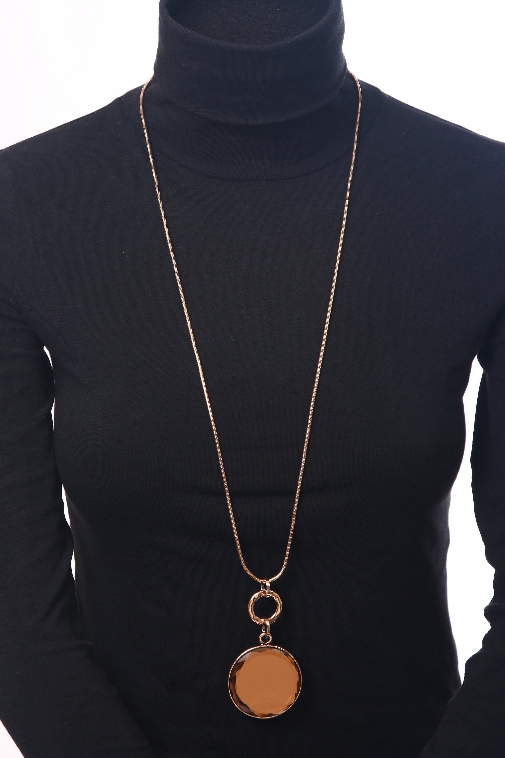 COLLEZIONE ALESSANDRO Lange Kette »Gina«, Anhänger beidseitig mit Glasstein