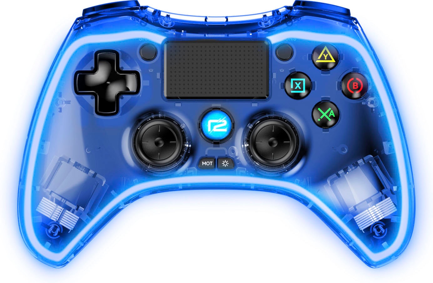 Ready2gaming Controller »PS4 Pro Pad X Led Edition transparent mit blauer LED Beleuchtung«
