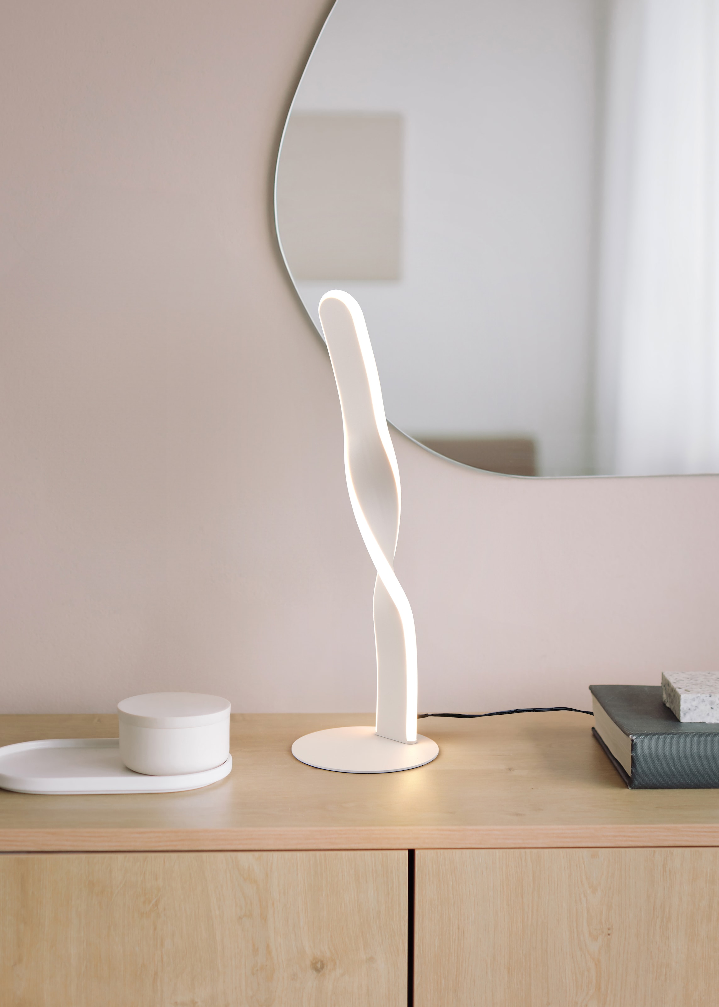 OTTO home LED Tischleuchte »ADELLA, LED Tischlampe 10W 1020 Lumen 3000K warmweiß, Höhe 41 cm« LED-Board 1 Stk. Warmweiß Metall in warm grey, Schnurschalter ON/OFF mit 150cm Kabel